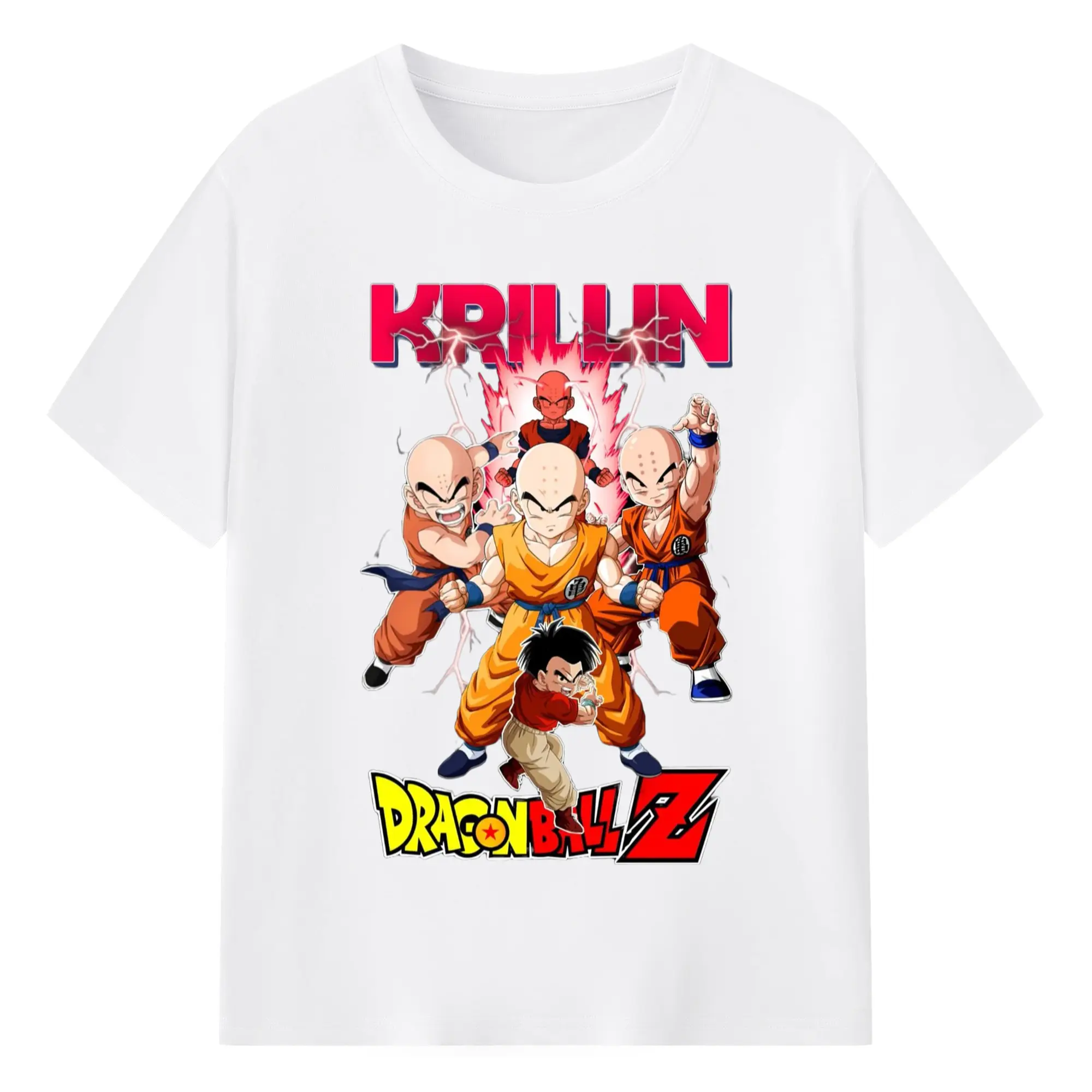 Dragon ball krillin vintage t-shirt - 180g Cotton T-Shirt With Front Heat Transfer Print – Soft, Lightweight, Fitted Design – Comfortable Casual Wear For Sports & Everyday Use