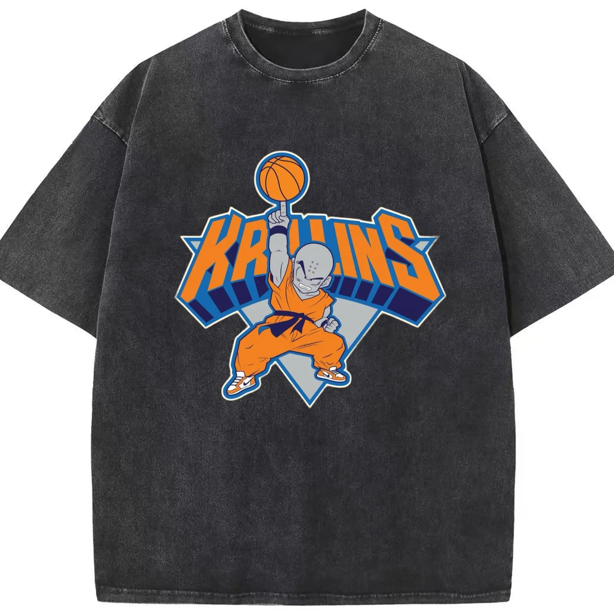 Dragon ball krillin graphic tee - Washed Vintage Look 230g Cotton Oversized T-Shirt With Front Heat Transfer Print – Soft, Lightweight, Stylish Fit – Comfortable Casual Wear For Sports & Everyday Use
