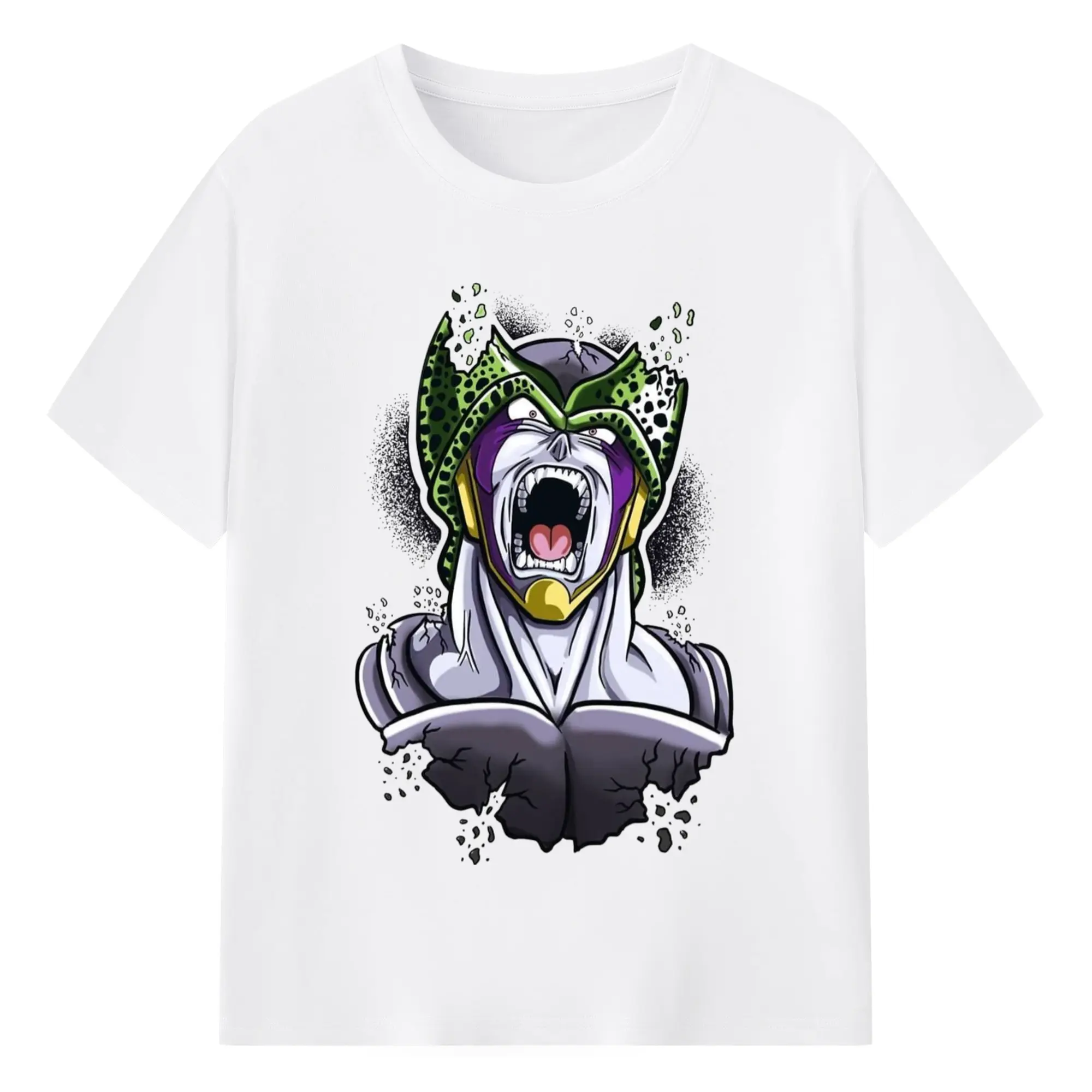 Dragon ball z cell face shirt - 180g Cotton T-Shirt With Front Heat Transfer Print – Soft, Lightweight, Fitted Design – Comfortable Casual Wear For Sports & Everyday Use