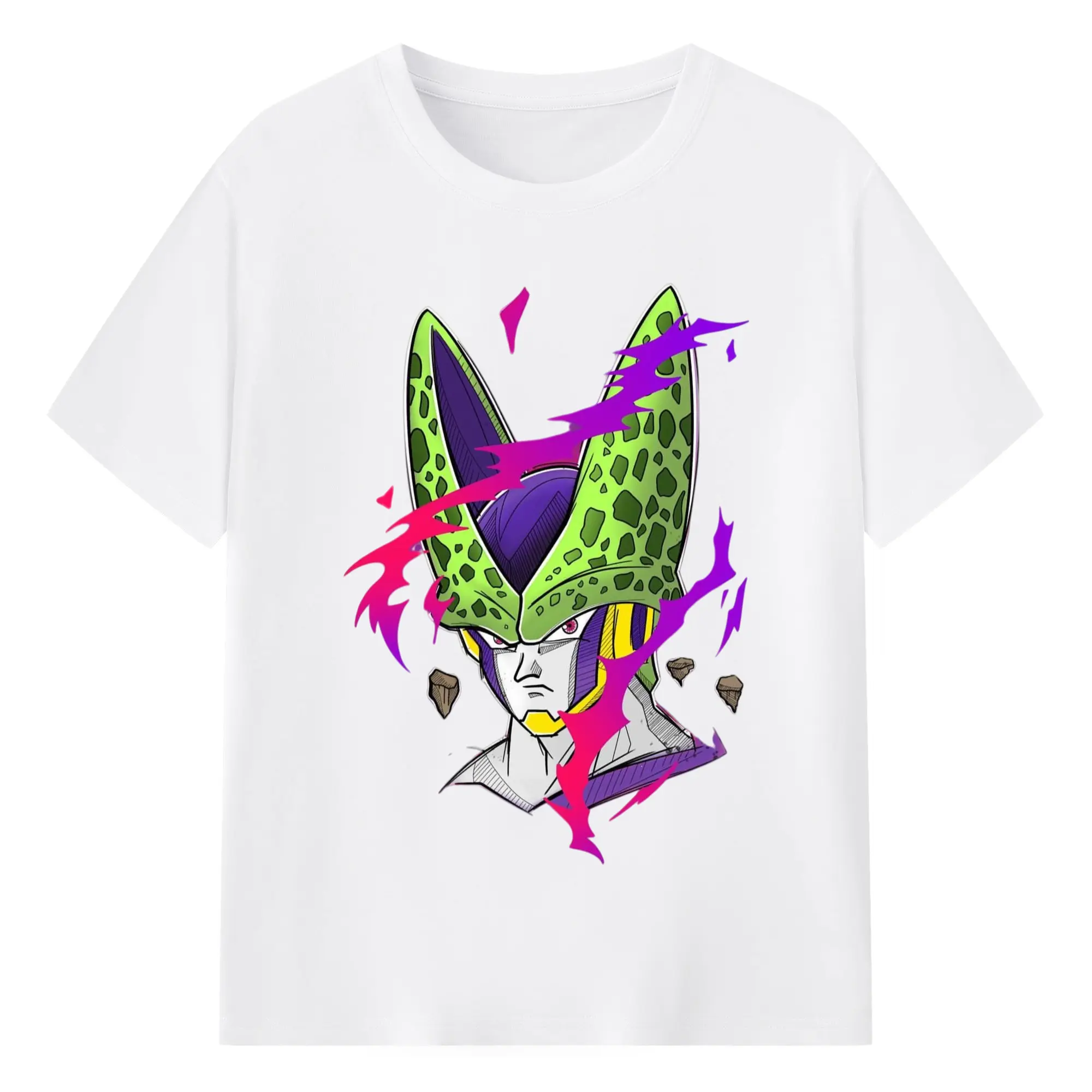 Dragon ball z cell graphic shirt​ - 180g Cotton T-Shirt With Front Heat Transfer Print – Soft, Lightweight, Fitted Design – Comfortable Casual Wear For Sports & Everyday Use