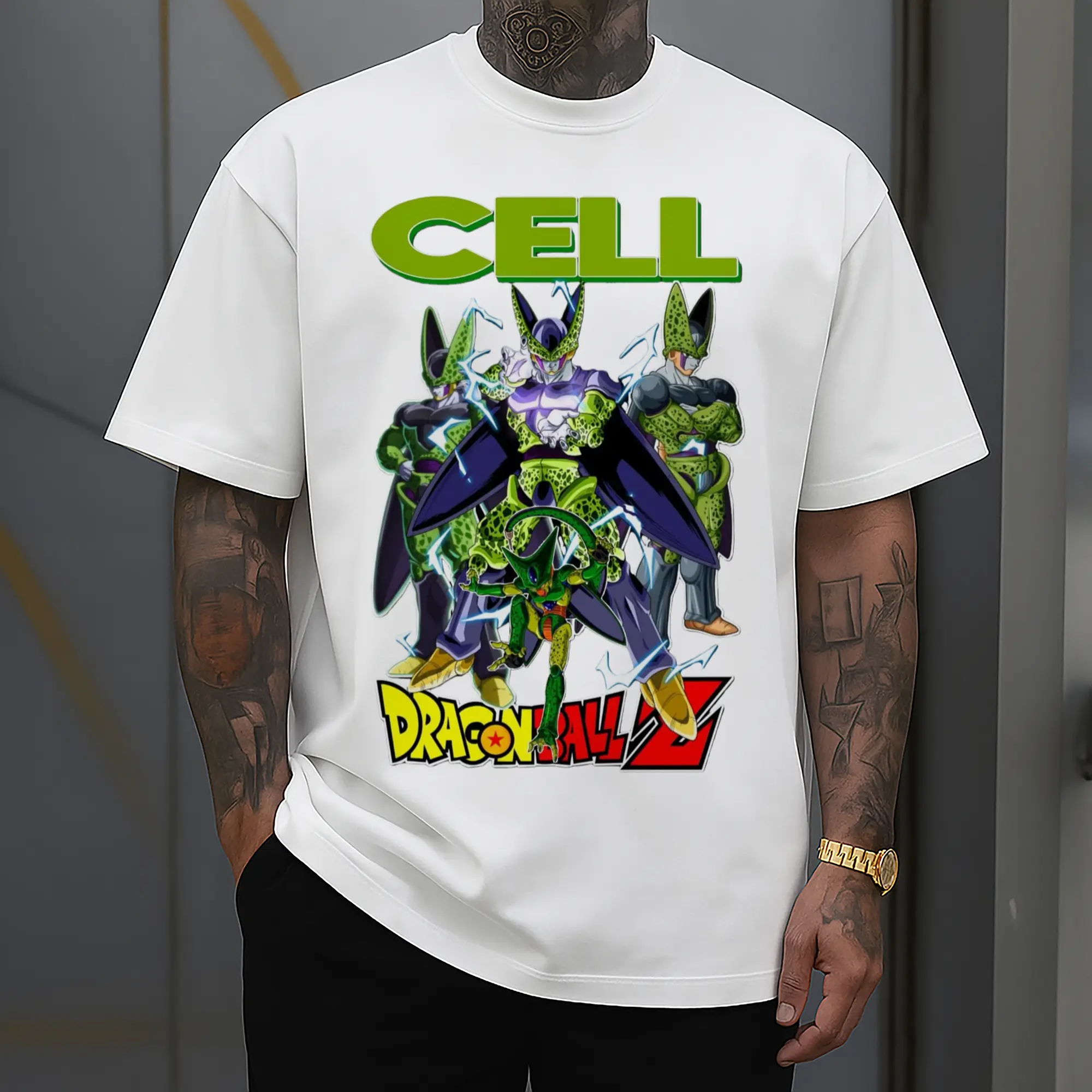 dragon ball z cell collage graphic shirt​