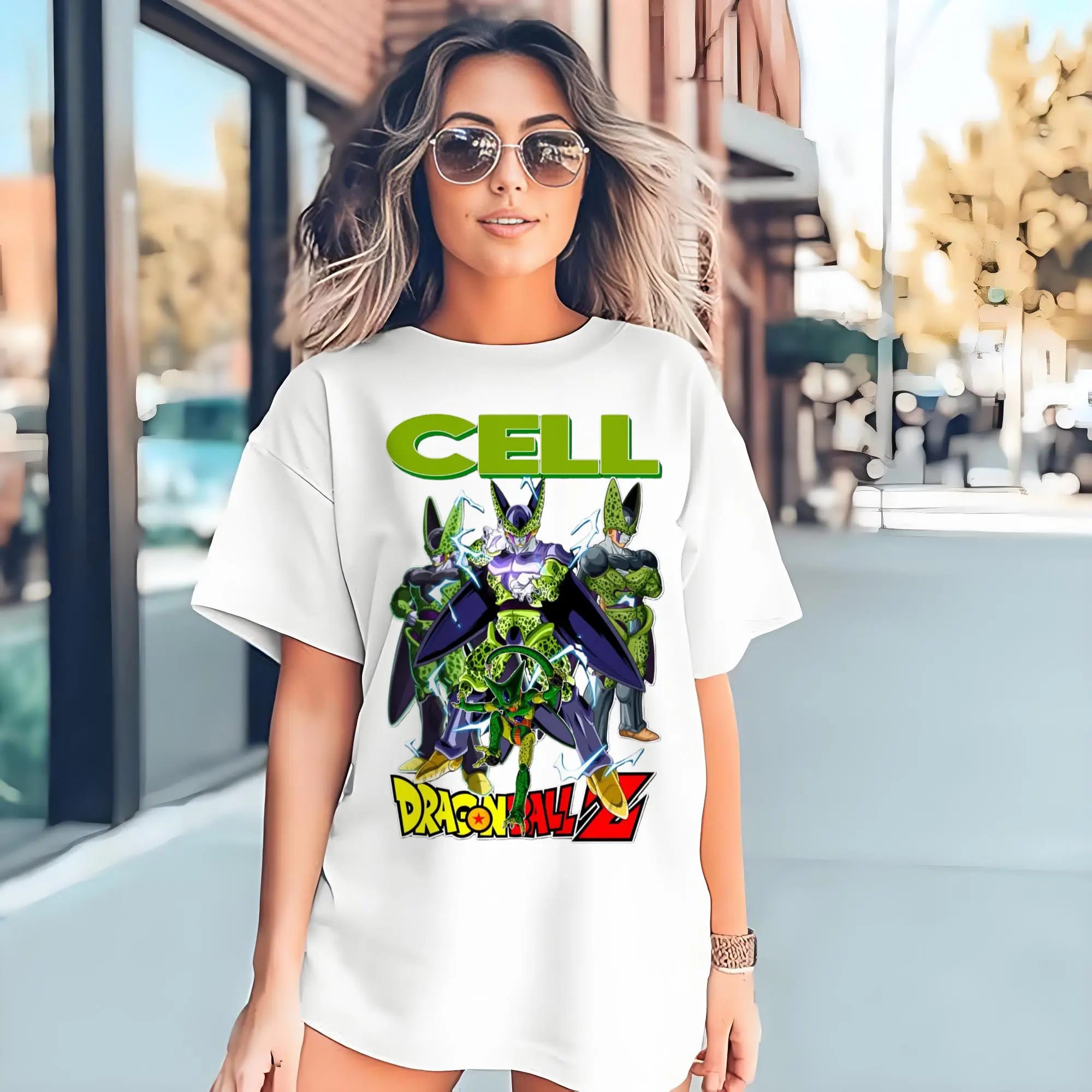 dragon ball z cell collage graphic shirt​