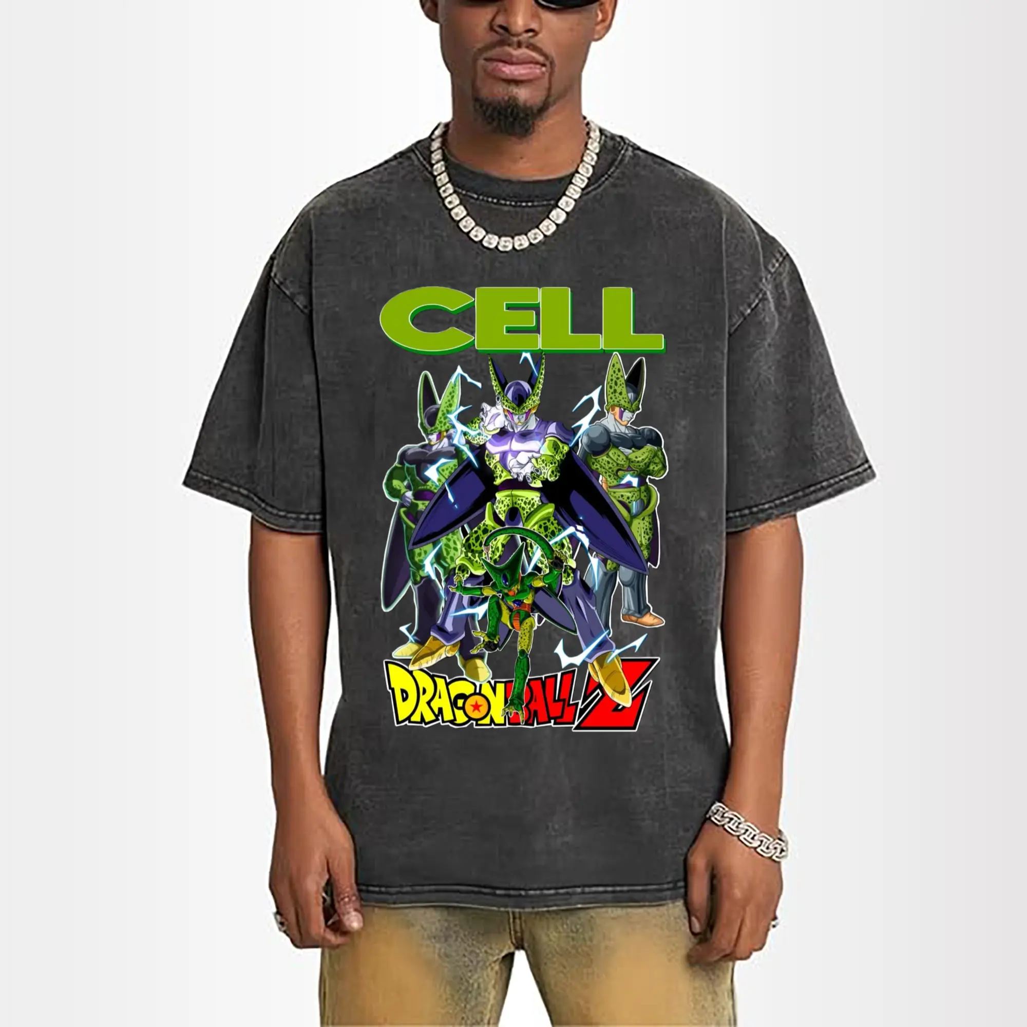 dragon ball z cell collage graphic shirt​