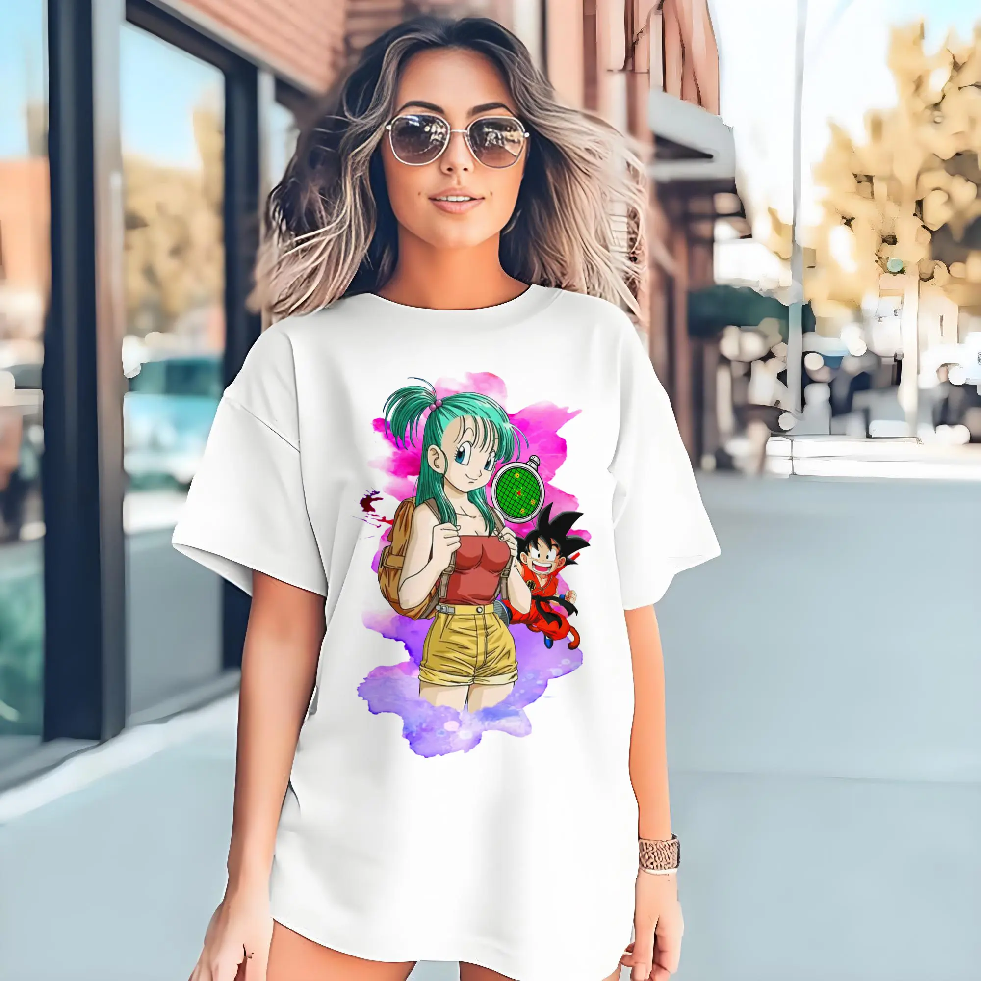 dragon ball bulma cartoon graphic t-shirt