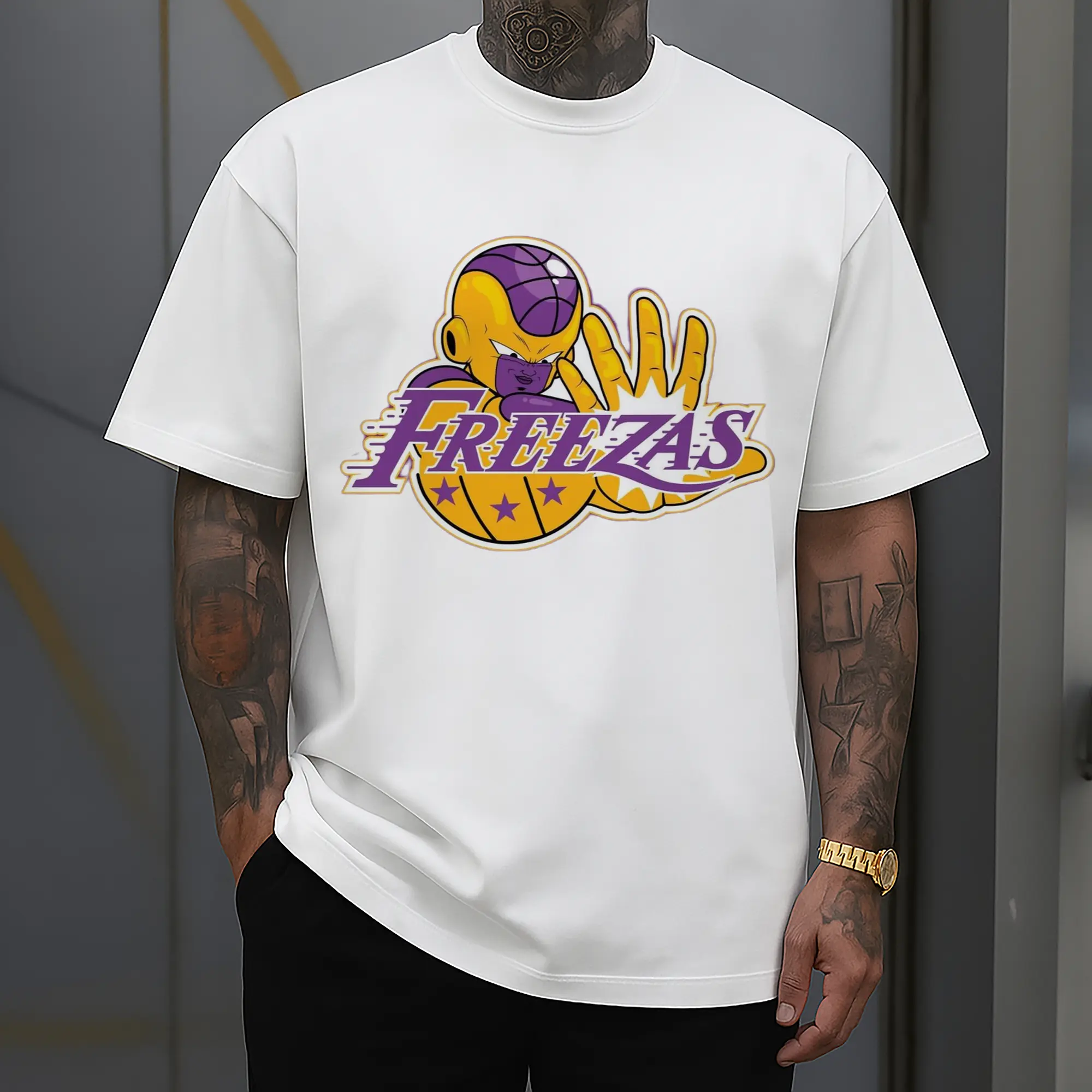 Dragon Ball Freeza face Lakers Tee