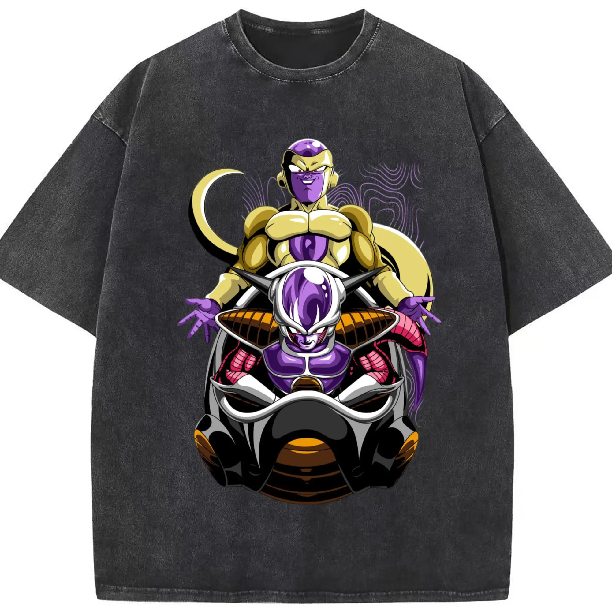 Dragon Ball Freeza collage shirt - Washed Vintage Look 230g Cotton Oversized T-Shirt With Front Heat Transfer Print – Soft, Lightweight, Stylish Fit – Comfortable Casual Wear For Sports & Everyday Use