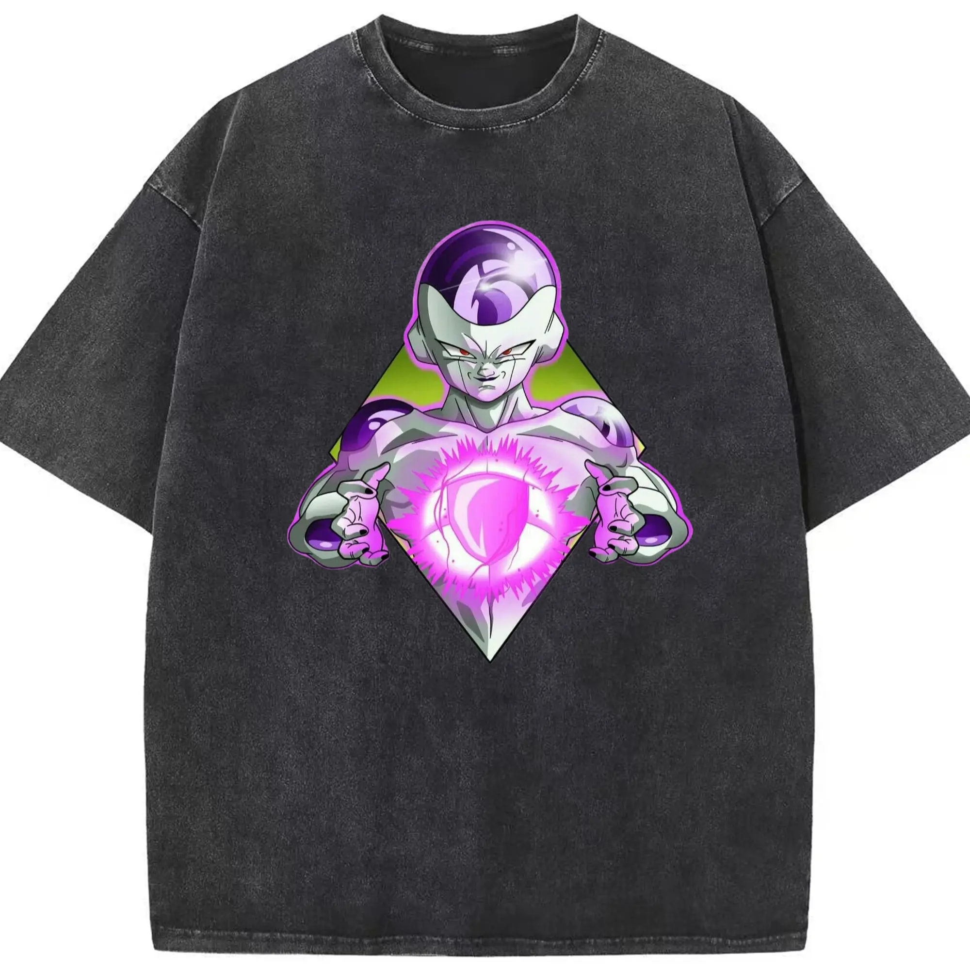 Youth Dragon Ball Freeza tee - Washed Vintage Look 230g Cotton Oversized T-Shirt With Front Heat Transfer Print – Soft, Lightweight, Stylish Fit – Comfortable Casual Wear For Sports & Everyday Use