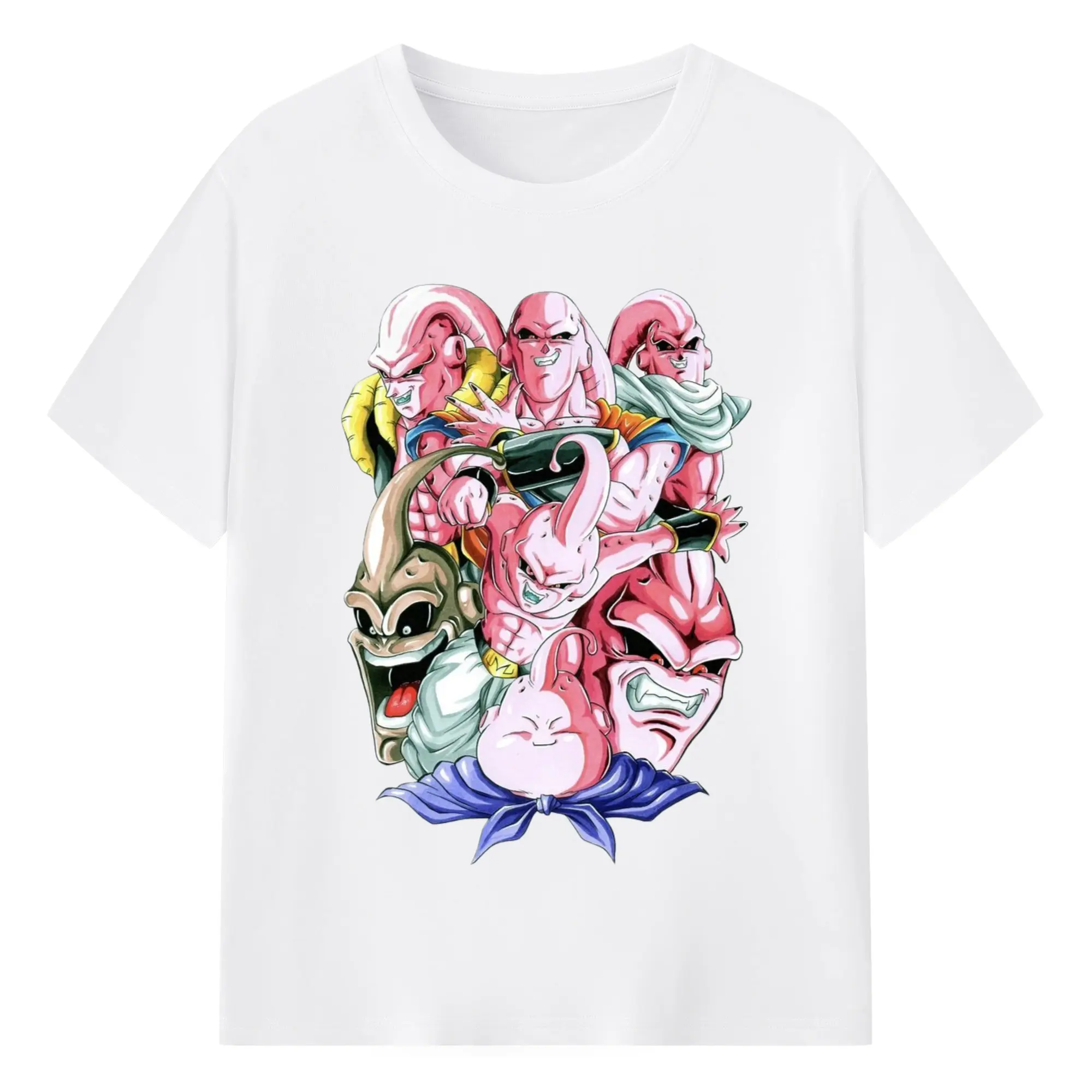 Dragon Ball Master Buu collage graphic T-Shirt - 180g Cotton T-Shirt With Front Heat Transfer Print – Soft, Lightweight, Fitted Design – Comfortable Casual Wear For Sports & Everyday Use