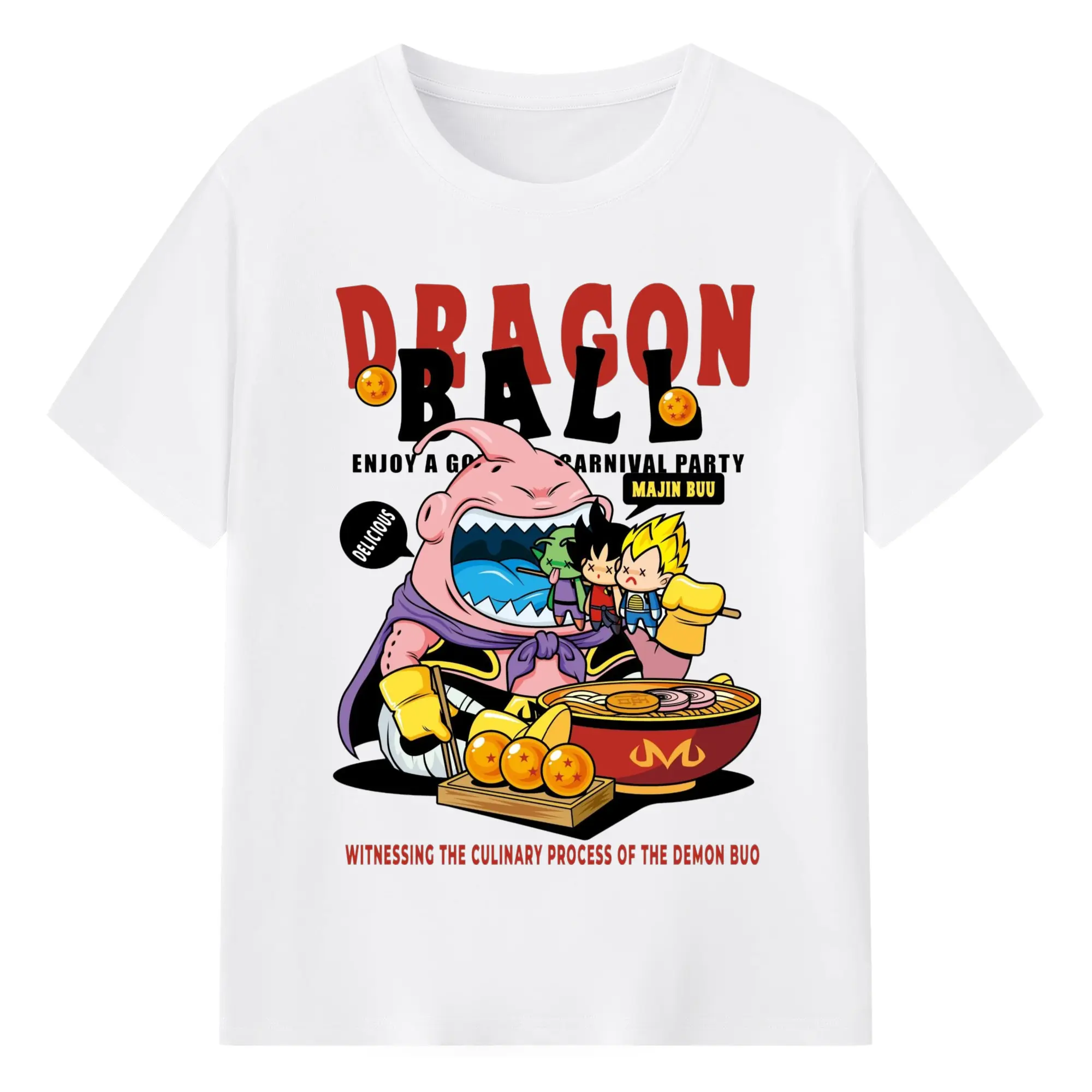 Dragon Ball Master Buu vintage T-Shirt - 180g Cotton T-Shirt With Front Heat Transfer Print – Soft, Lightweight, Fitted Design – Comfortable Casual Wear For Sports & Everyday Use