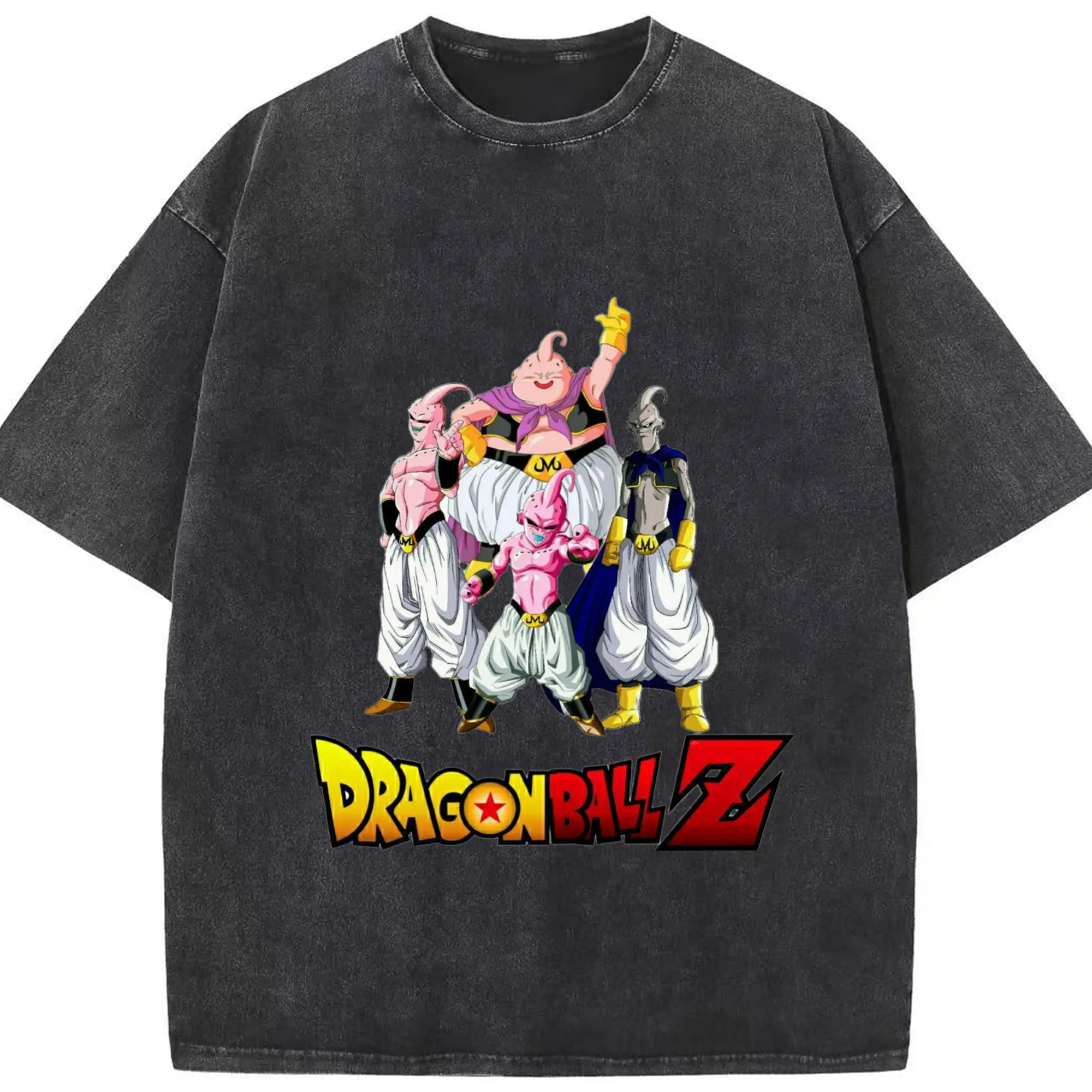 Dragon Ball Master Buu graphic T-Shirt - Washed Vintage Look 230g Cotton Oversized T-Shirt With Front Heat Transfer Print – Soft, Lightweight, Stylish Fit – Comfortable Casual Wear For Sports & Everyday Use