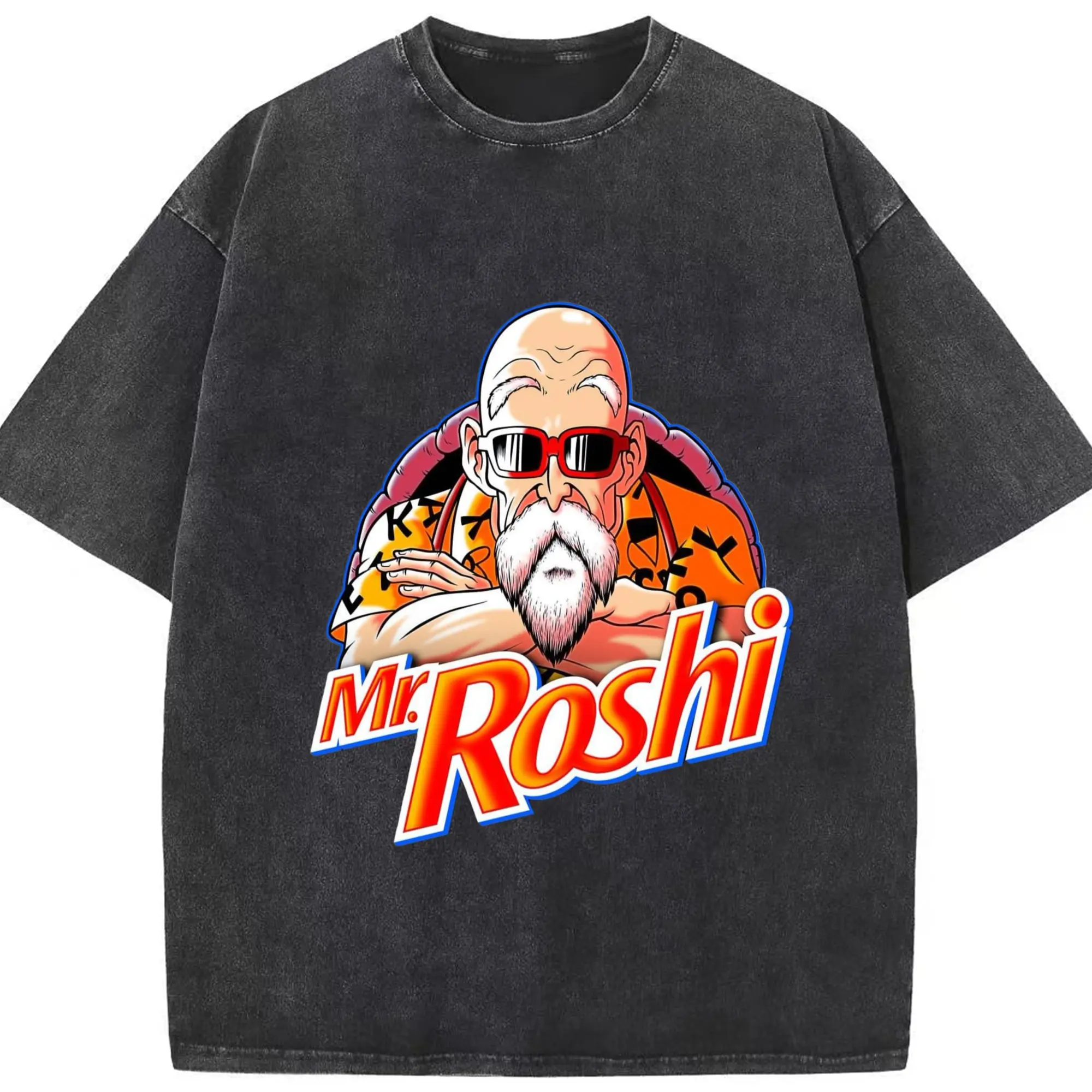 Dragon Ball Master Roshi vintage T-Shirt - Washed Vintage Look 230g Cotton Oversized T-Shirt With Front Heat Transfer Print – Soft, Lightweight, Stylish Fit – Comfortable Casual Wear For Sports & Everyday Use