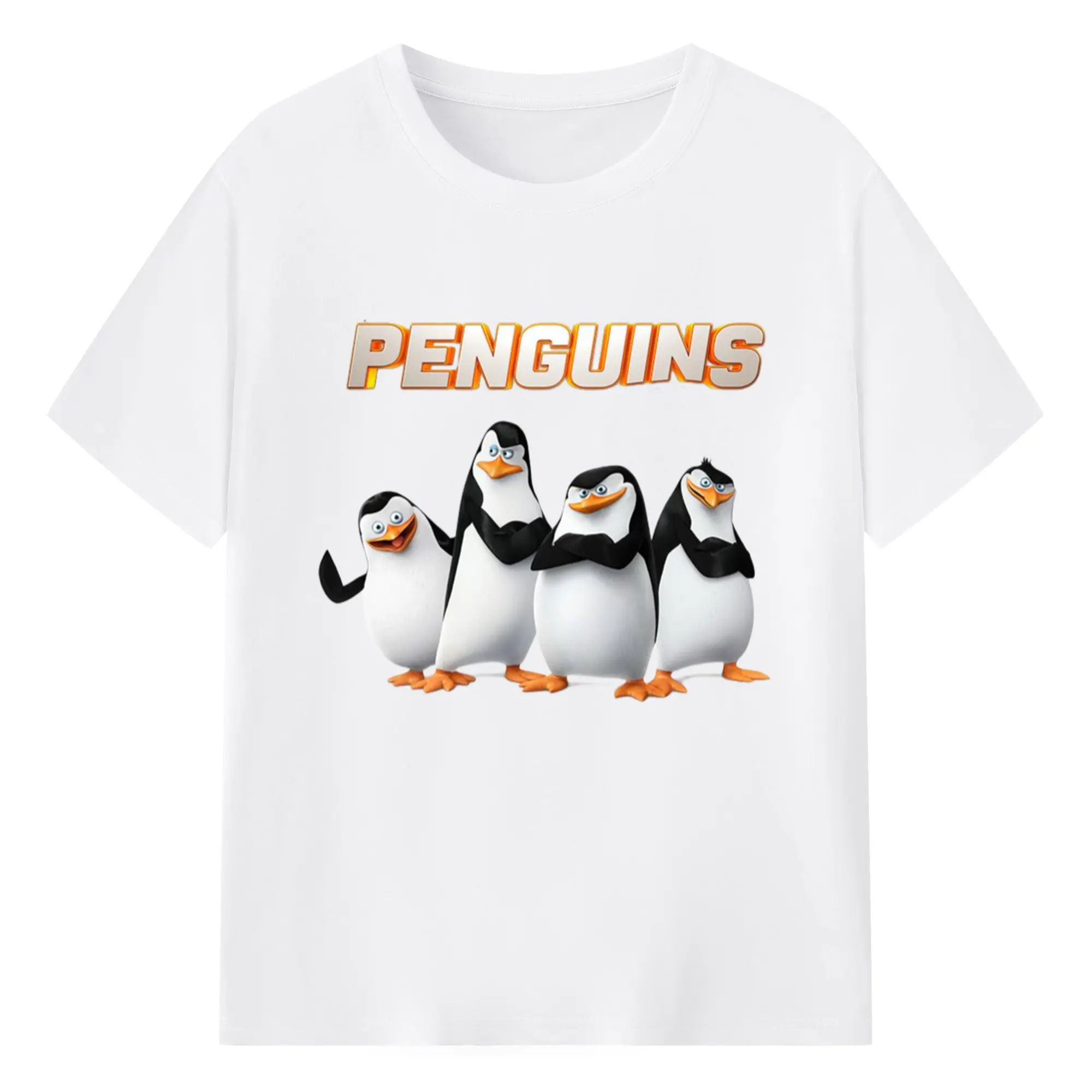 Men's penguins of madagascar t shir - 180g Cotton T-Shirt With Front Heat Transfer Print – Soft, Lightweight, Fitted Design – Comfortable Casual Wear For Sports & Everyday Use