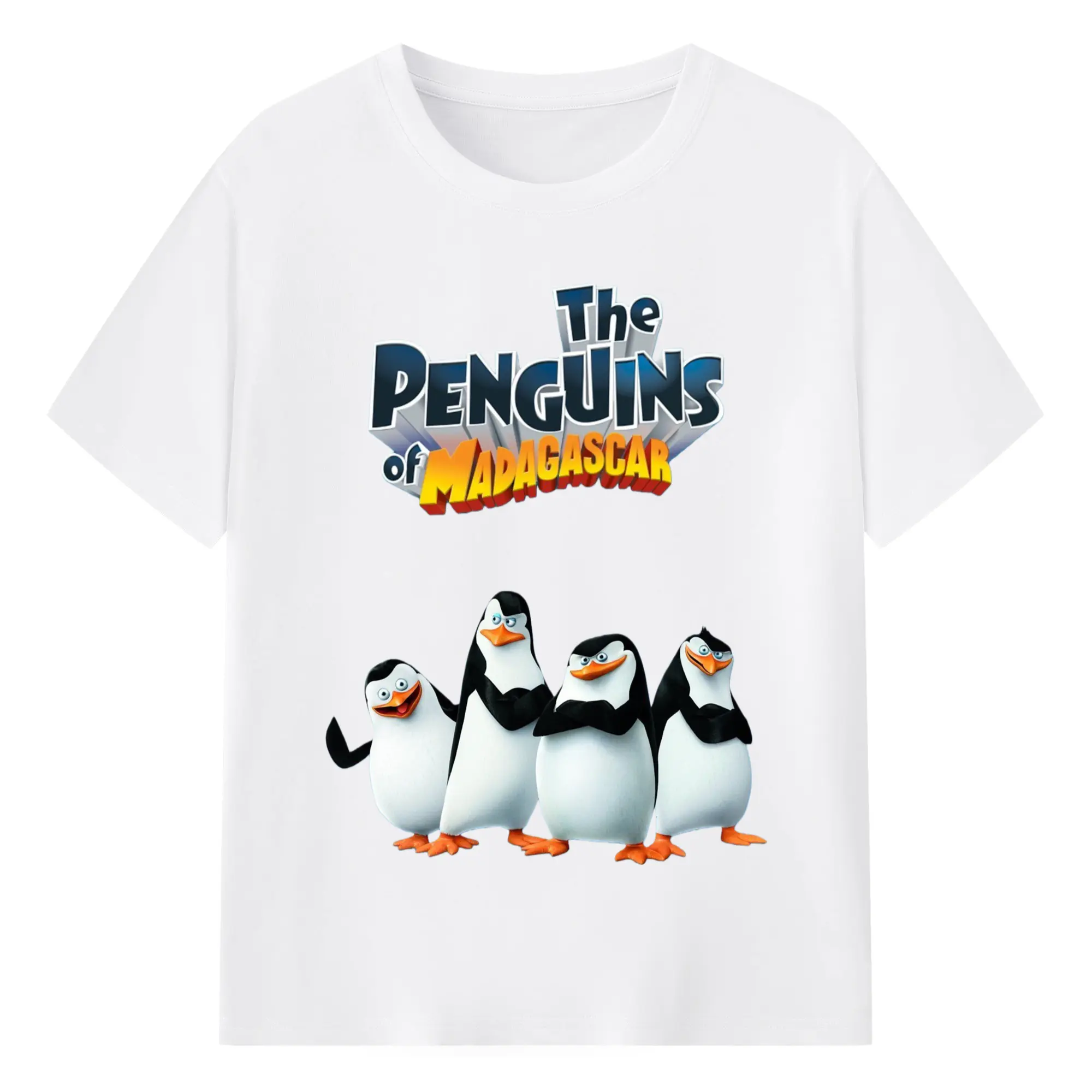 Penguins of madagascar vintage t shirt - 180g Cotton T-Shirt With Front Heat Transfer Print – Soft, Lightweight, Fitted Design – Comfortable Casual Wear For Sports & Everyday Use