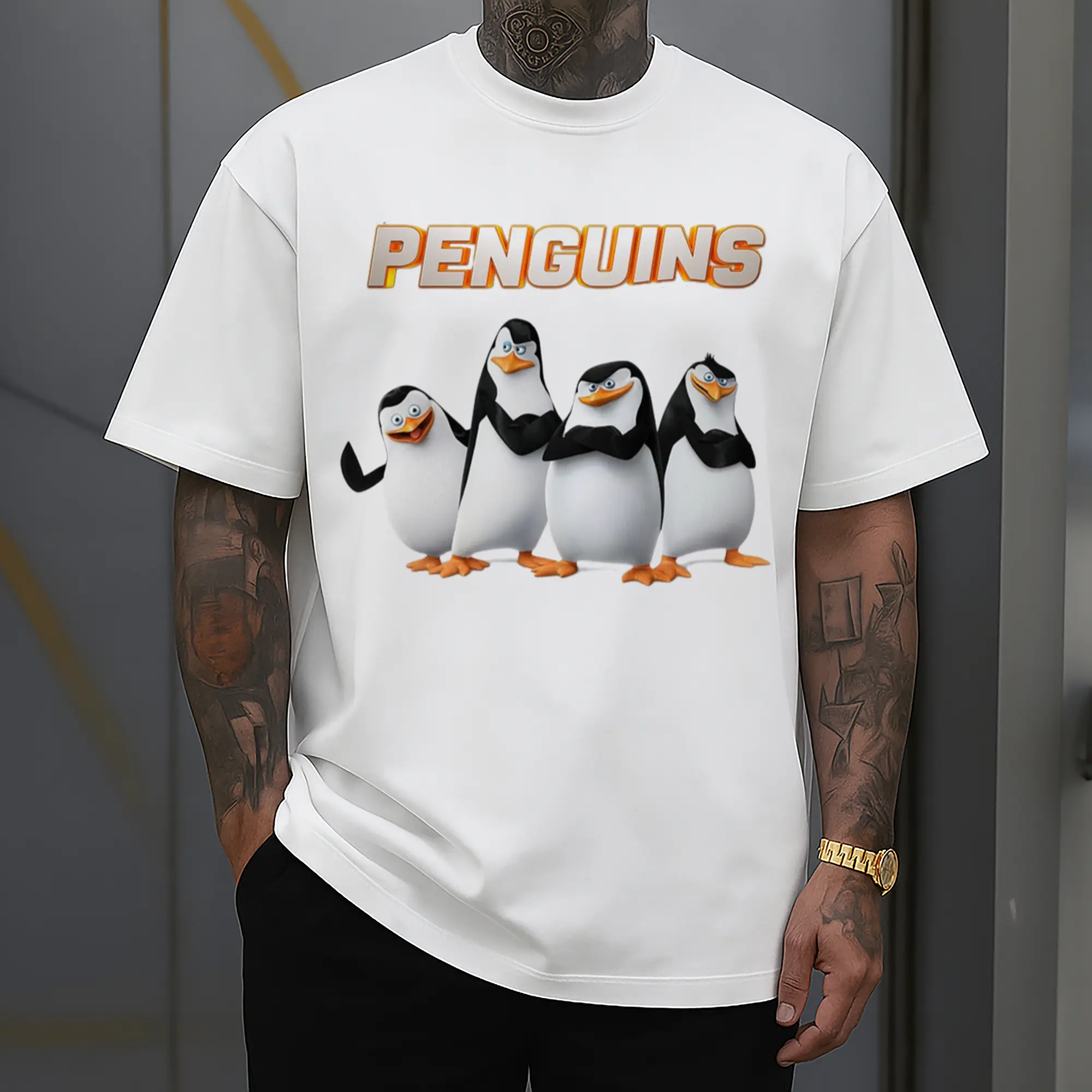 men's penguins of madagascar t shir