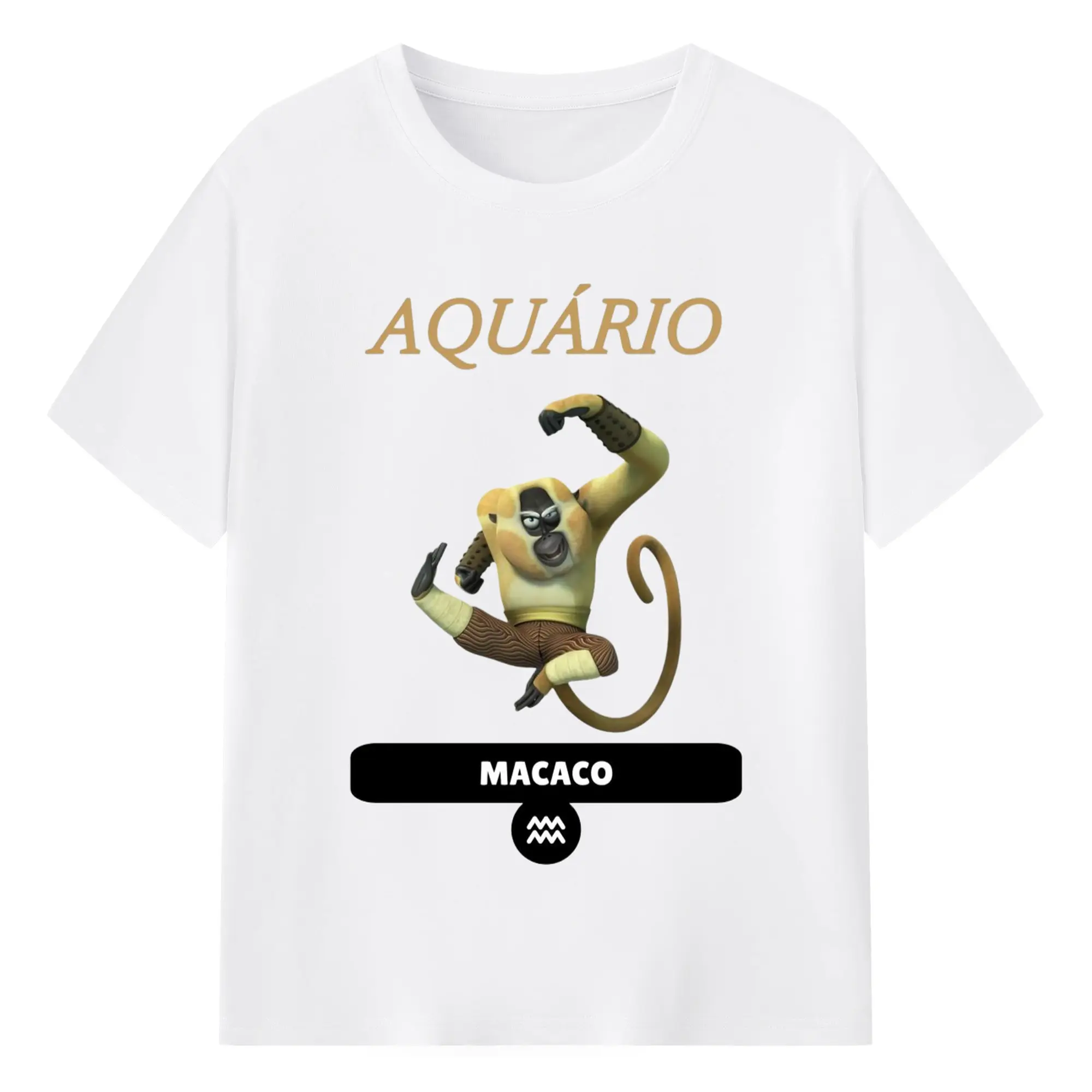 Kung Fu Panda ‌Monkey graphic shirt - 180g Cotton T-Shirt With Front Heat Transfer Print – Soft, Lightweight, Fitted Design – Comfortable Casual Wear For Sports & Everyday Use