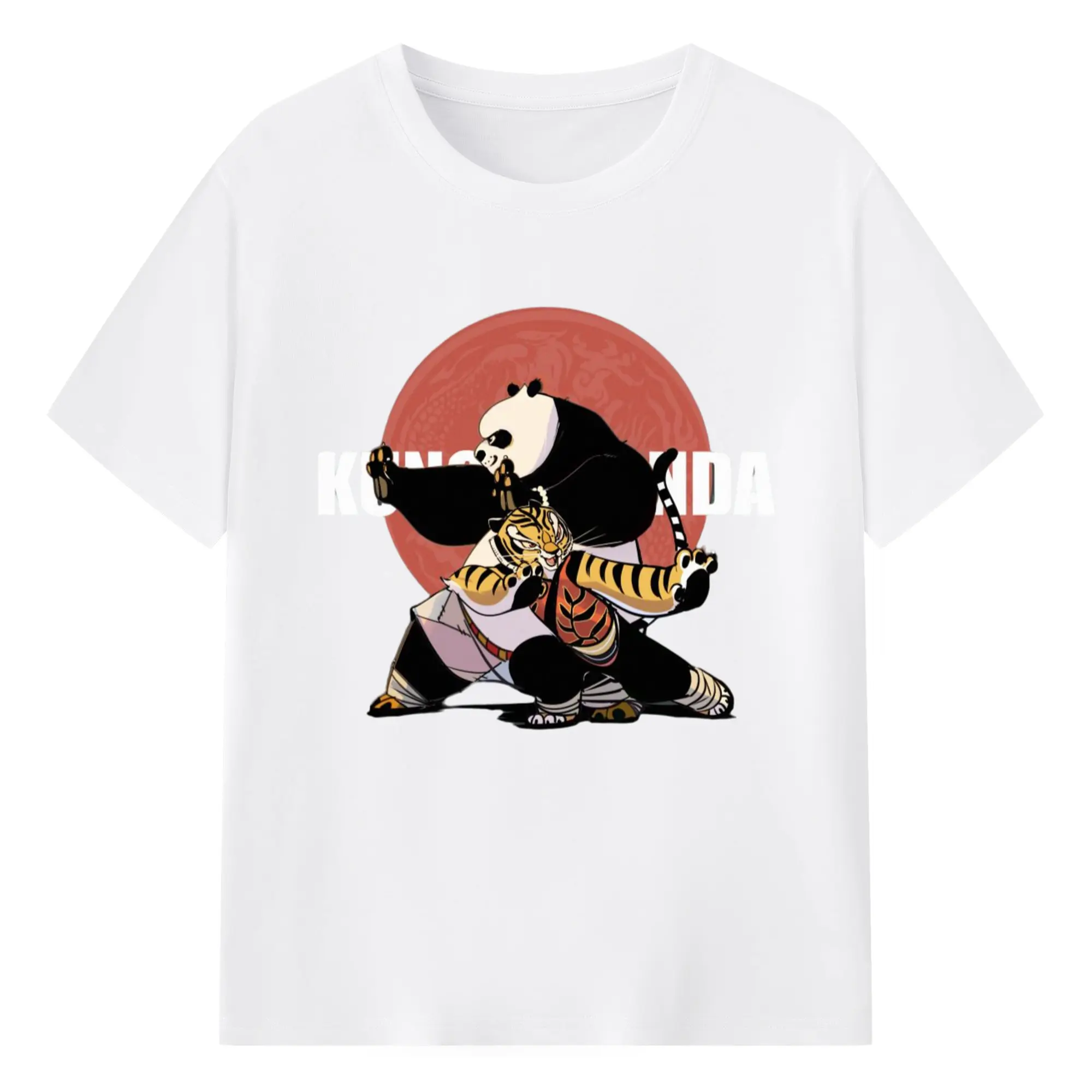 Kung Fu Panda Po‌ shirt - 180g Cotton T-Shirt With Front Heat Transfer Print – Soft, Lightweight, Fitted Design – Comfortable Casual Wear For Sports & Everyday Use