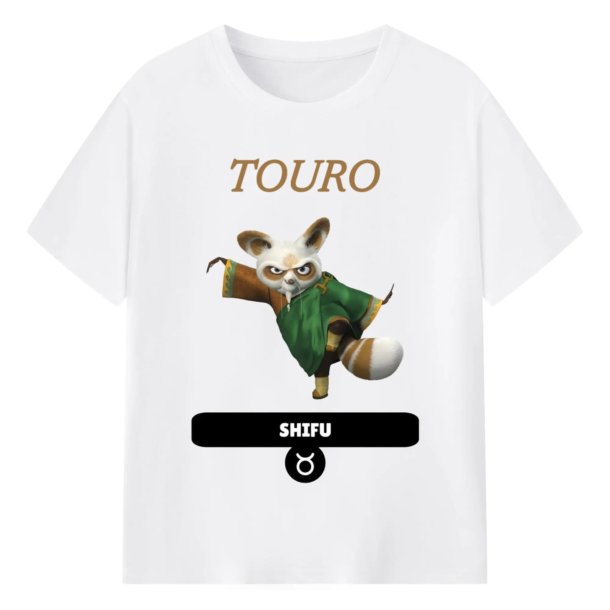 Kung Fu Panda Shifu‌ graphic shirt - 180g Cotton T-Shirt With Front Heat Transfer Print – Soft, Lightweight, Fitted Design – Comfortable Casual Wear For Sports & Everyday Use