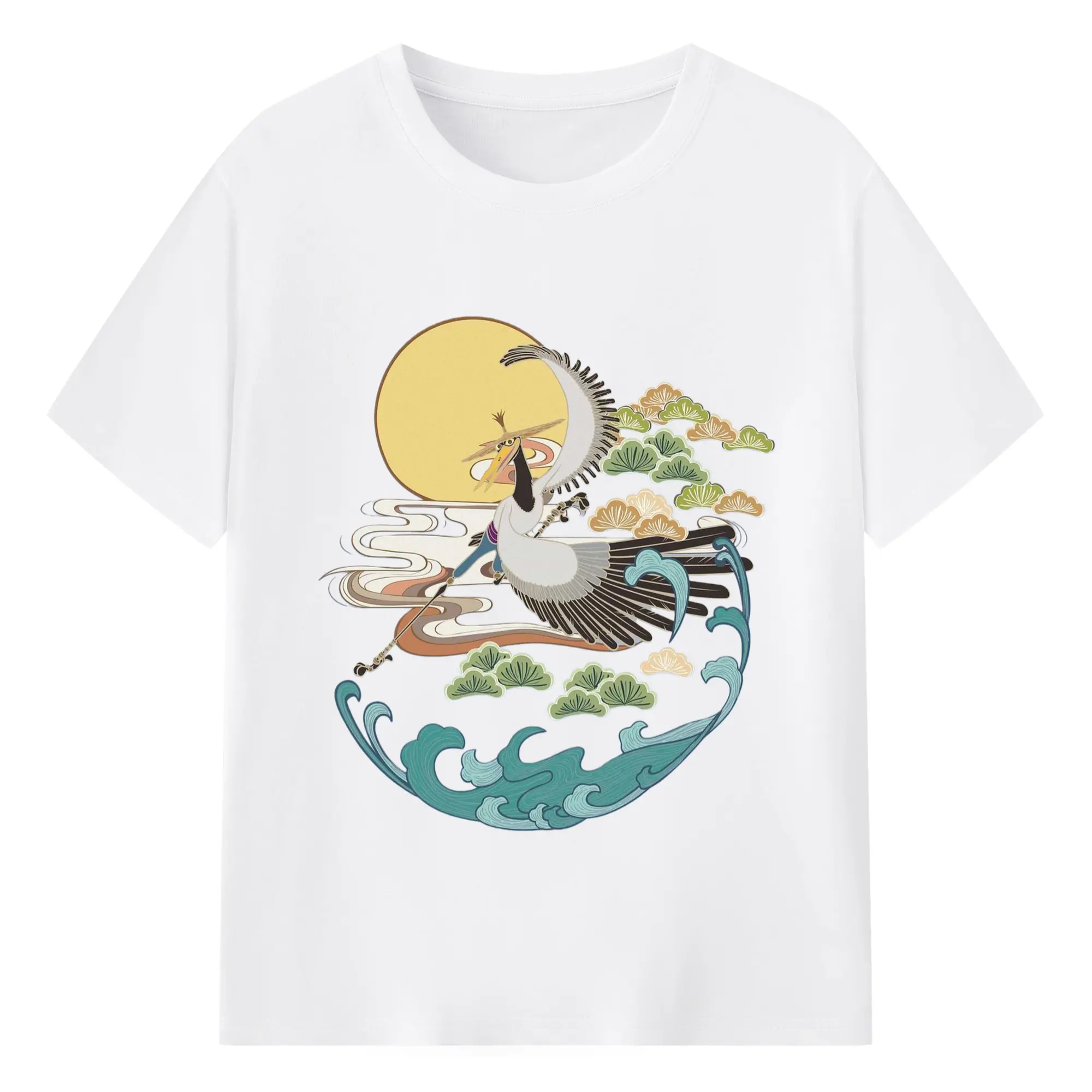 Men's Kung Fu Panda Crane‌ t-shirt - 180g Cotton T-Shirt With Front Heat Transfer Print – Soft, Lightweight, Fitted Design – Comfortable Casual Wear For Sports & Everyday Use