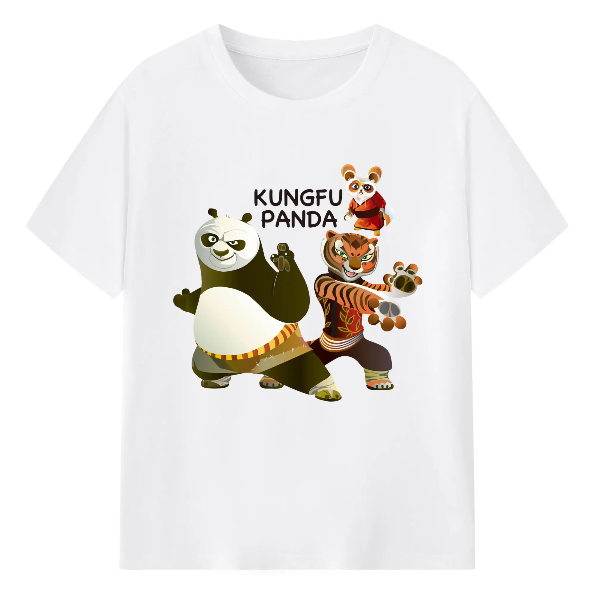 Men's kung fu panda po t-shirt - 180g Cotton T-Shirt With Front Heat Transfer Print – Soft, Lightweight, Fitted Design – Comfortable Casual Wear For Sports & Everyday Use