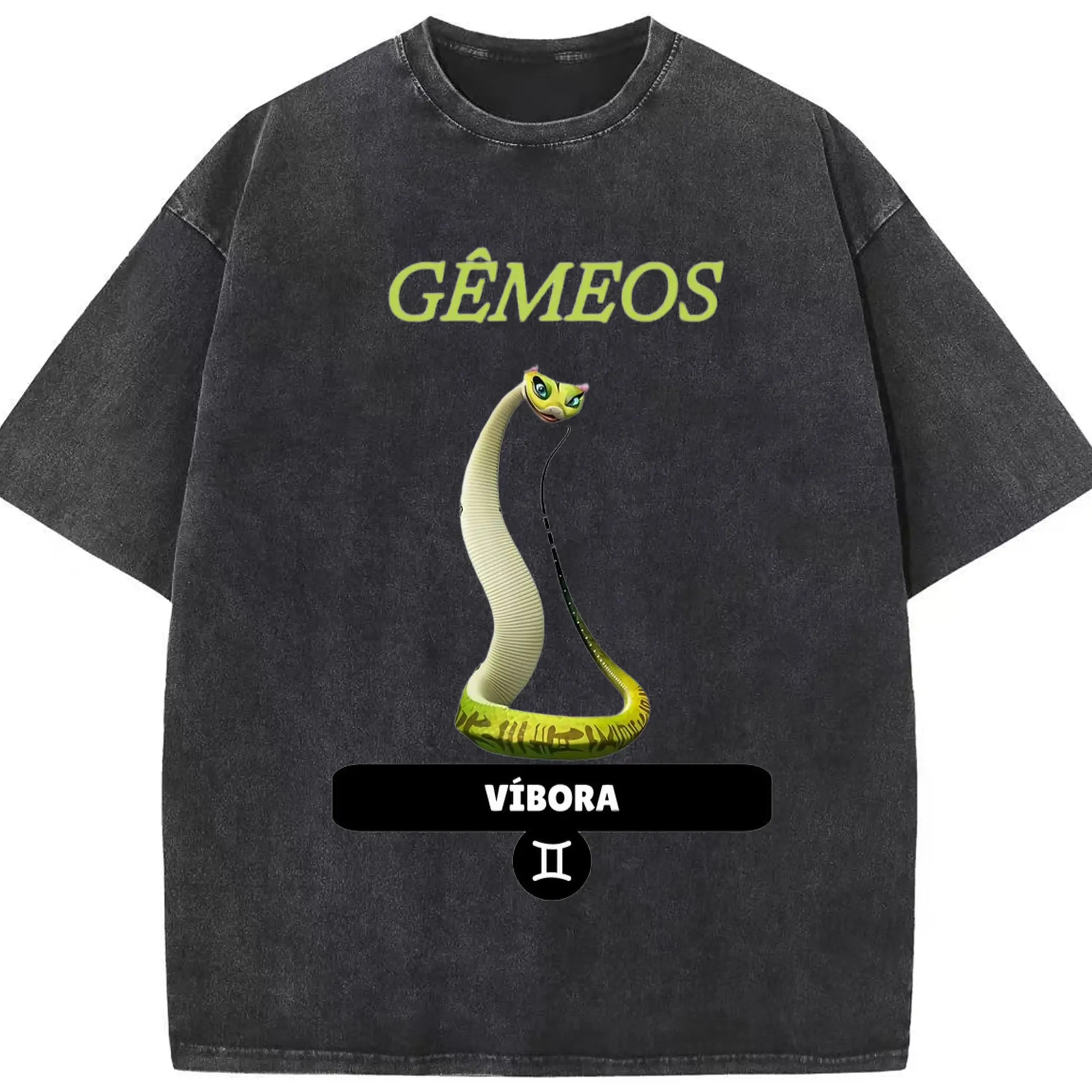 Men's Kung Fu Panda ‌Viper‌ shirt - Washed Vintage Look 230g Cotton Oversized T-Shirt With Front Heat Transfer Print – Soft, Lightweight, Stylish Fit – Comfortable Casual Wear For Sports & Everyday Use