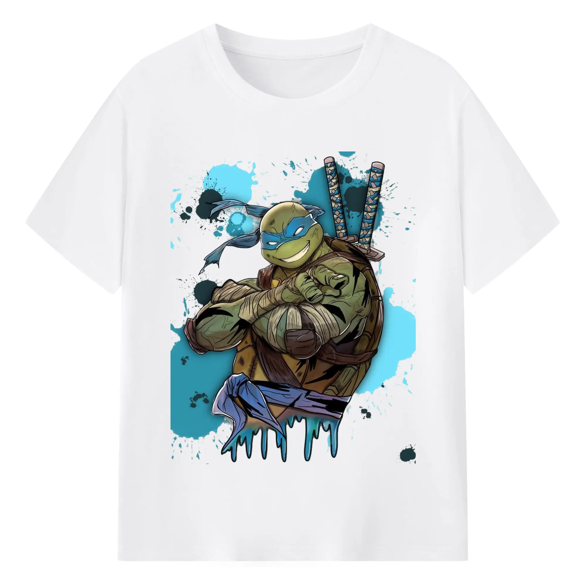 Teenage Mutant Ninja Turtles Leonardo T-Shirt - 180g Cotton T-Shirt With Front Heat Transfer Print – Soft, Lightweight, Fitted Design – Comfortable Casual Wear For Sports & Everyday Use