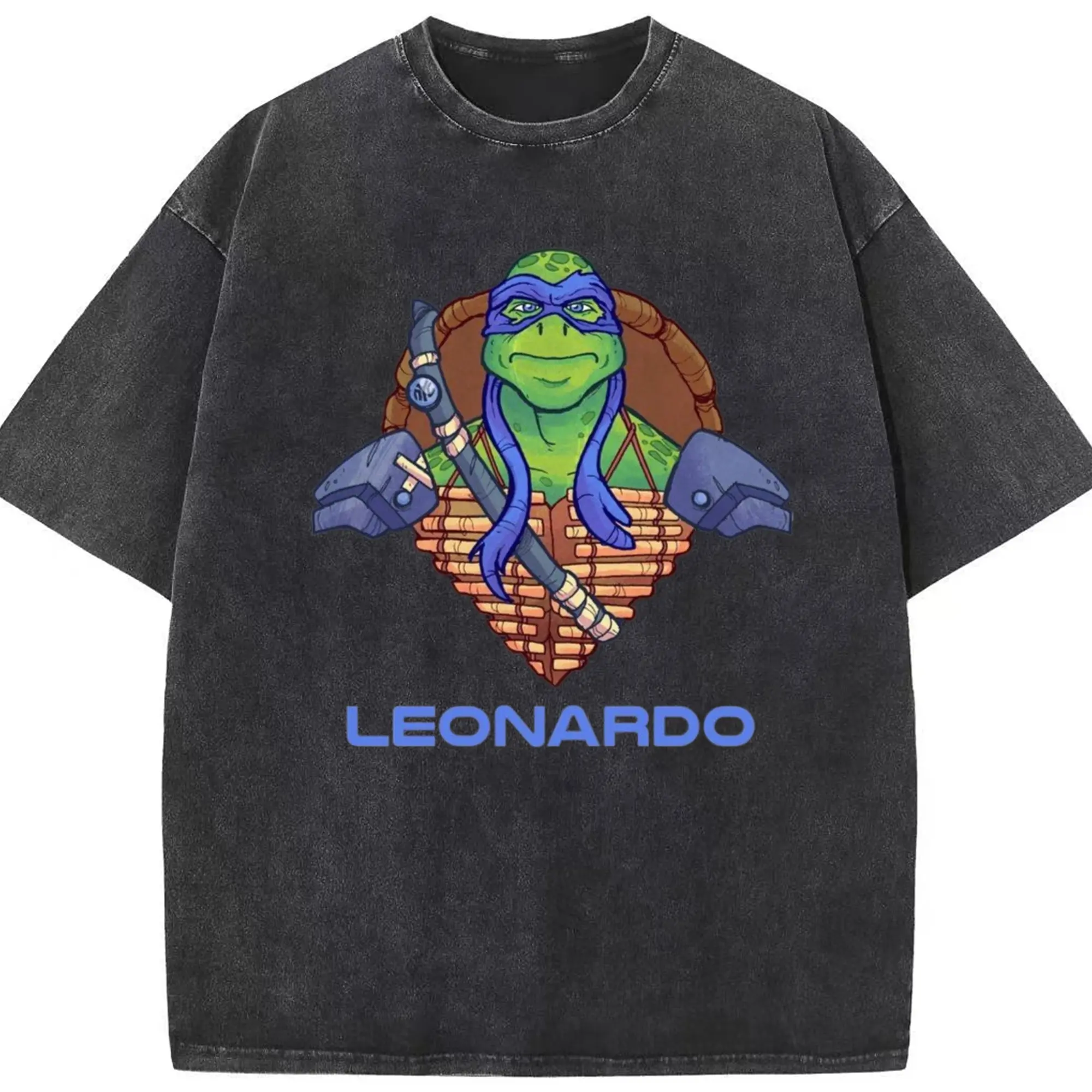 Teenage Mutant Ninja Turtles face T-Shirt - Washed Vintage Look 230g Cotton Oversized T-Shirt With Front Heat Transfer Print – Soft, Lightweight, Stylish Fit – Comfortable Casual Wear For Sports & Everyday Use
