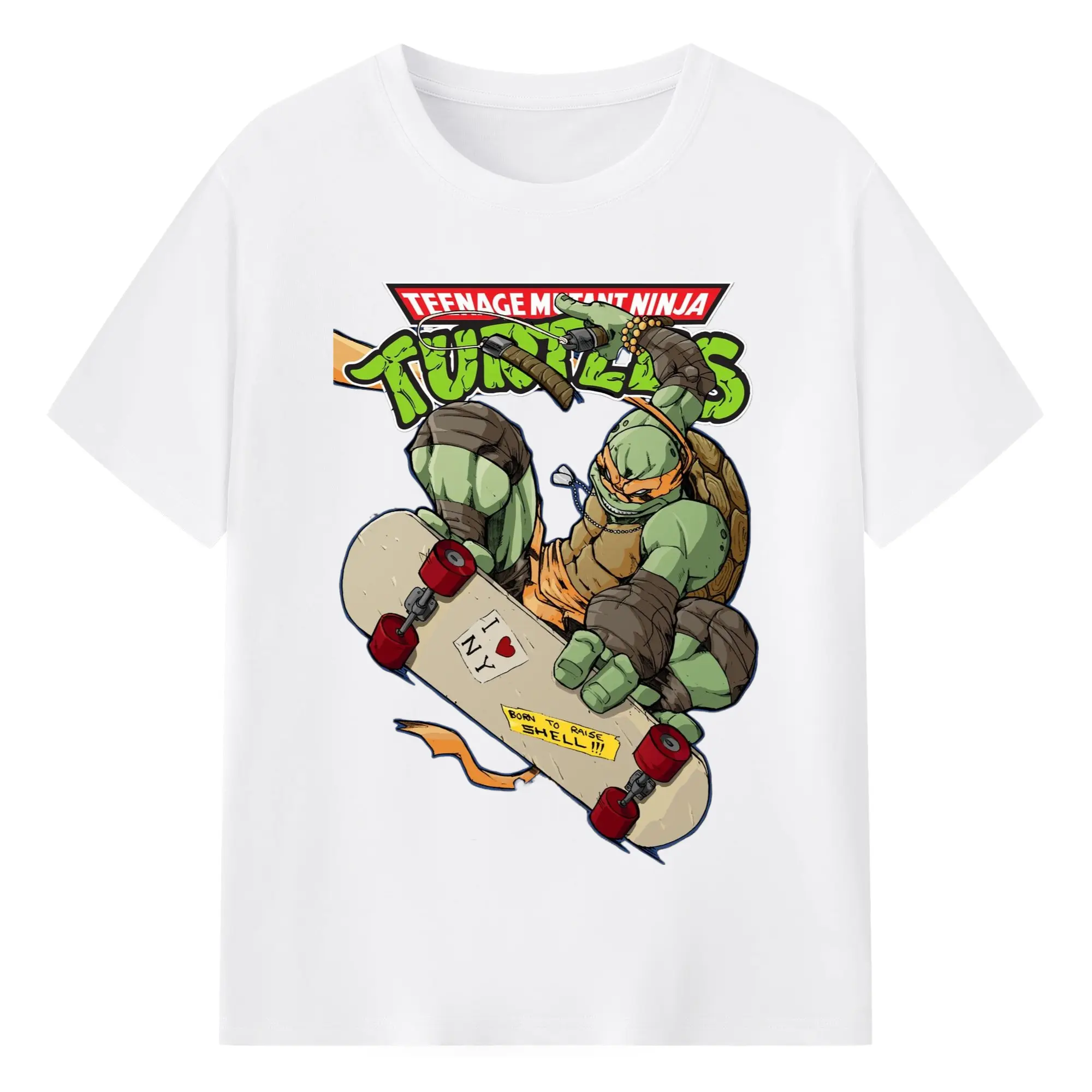 Men's Teenage Mutant Ninja Turtles Michelangelo graphic tee - 180g Cotton T-Shirt With Front Heat Transfer Print – Soft, Lightweight, Fitted Design – Comfortable Casual Wear For Sports & Everyday Use