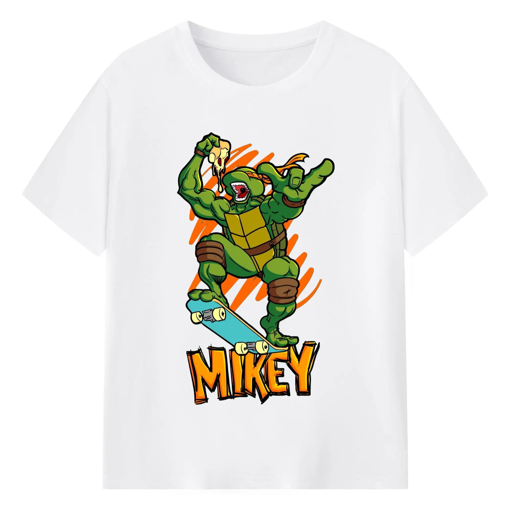 Teenage Mutant Ninja Turtles Michelangelo  tee - 180g Cotton T-Shirt With Front Heat Transfer Print – Soft, Lightweight, Fitted Design – Comfortable Casual Wear For Sports & Everyday Use