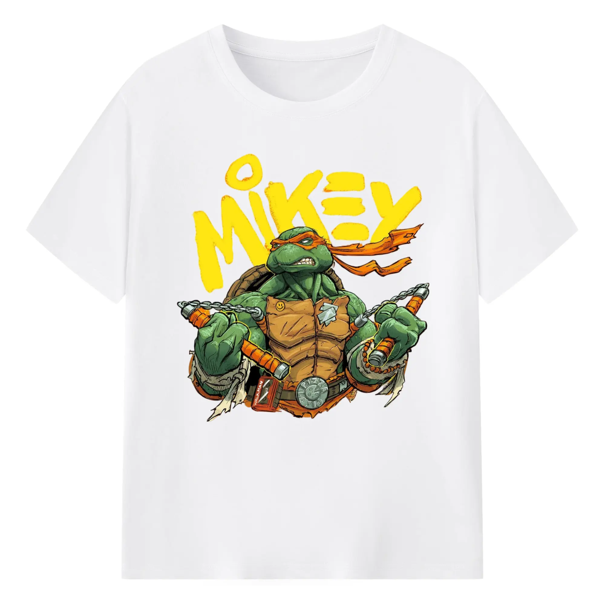 Teenage Mutant Ninja Turtles Michelangelo retro Shirt - 180g Cotton T-Shirt With Front Heat Transfer Print – Soft, Lightweight, Fitted Design – Comfortable Casual Wear For Sports & Everyday Use