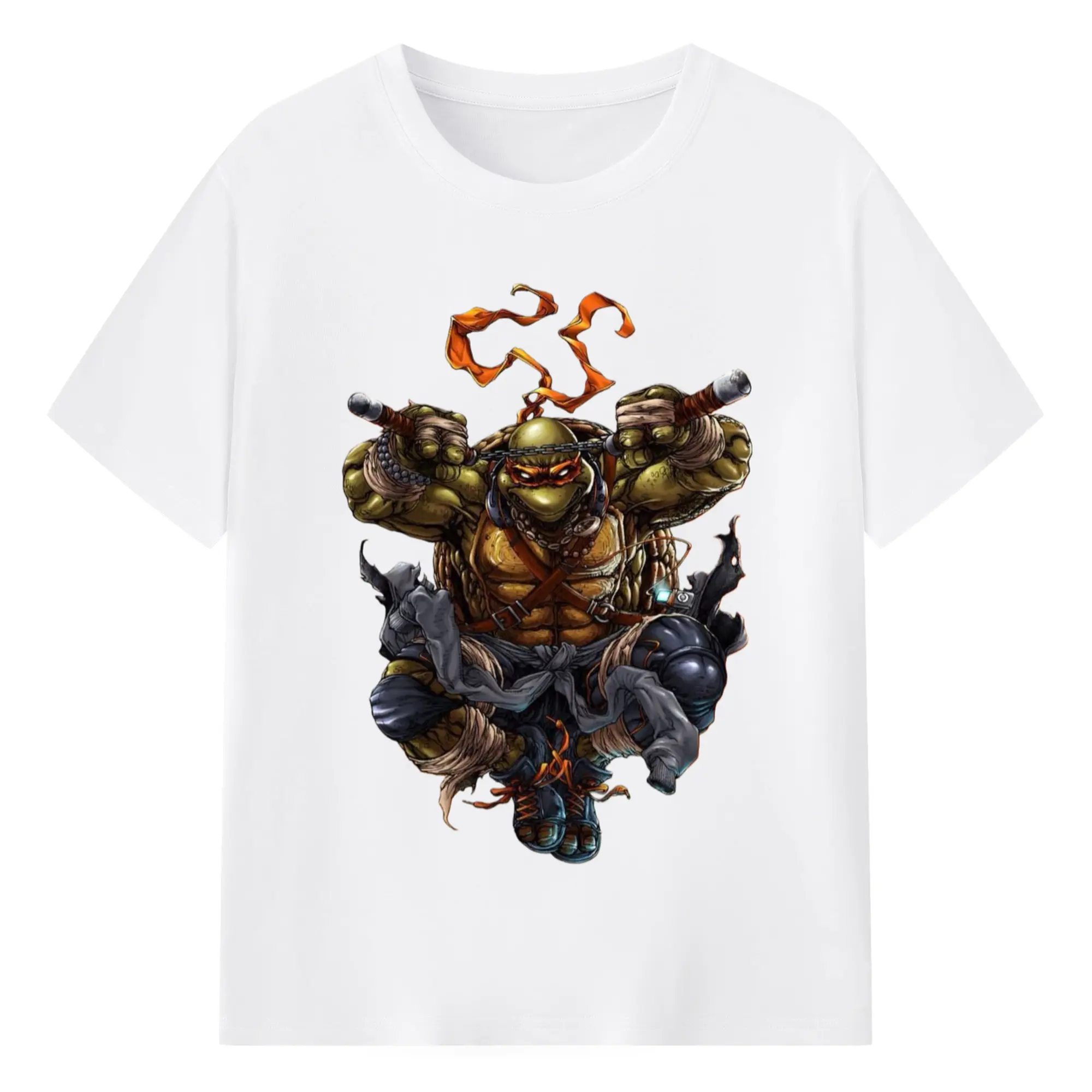 Teenage Mutant Ninja Turtles Michelangelo t-Shirt - 180g Cotton T-Shirt With Front Heat Transfer Print – Soft, Lightweight, Fitted Design – Comfortable Casual Wear For Sports & Everyday Use