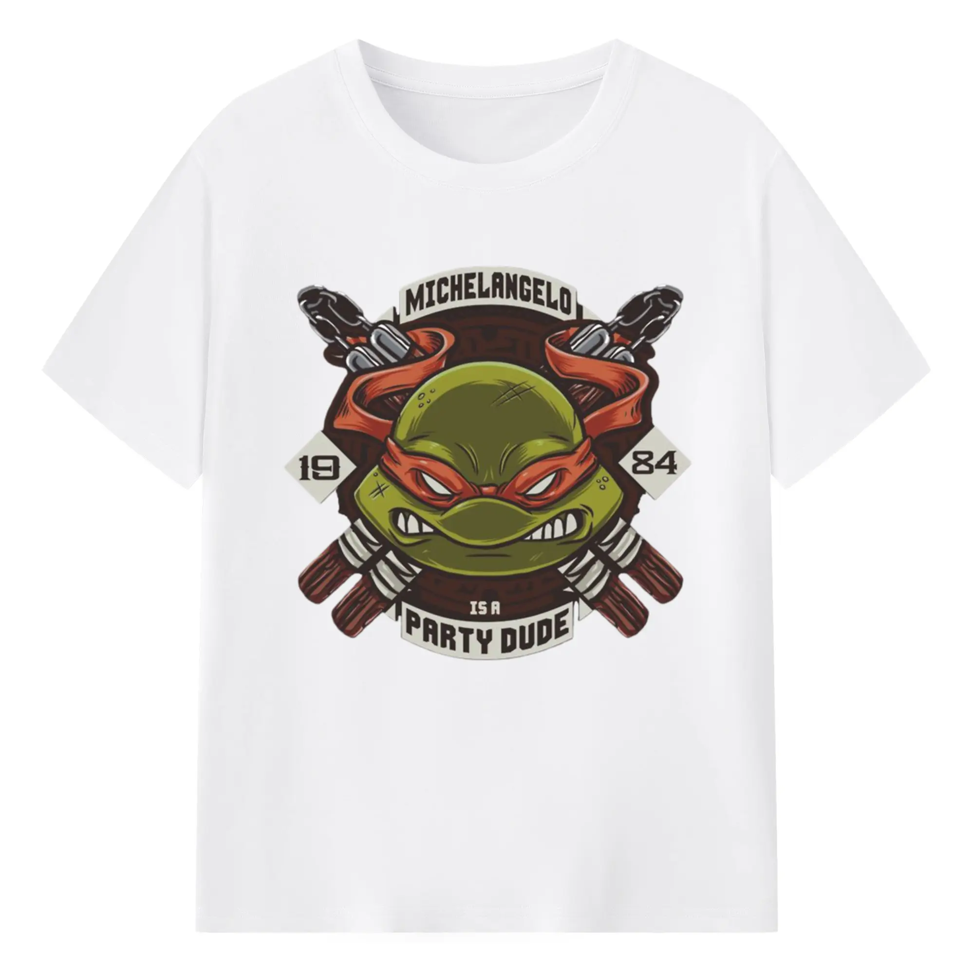 Teenage Mutant Ninja Turtles Raphael face T-Shirt - 180g Cotton T-Shirt With Front Heat Transfer Print – Soft, Lightweight, Fitted Design – Comfortable Casual Wear For Sports & Everyday Use