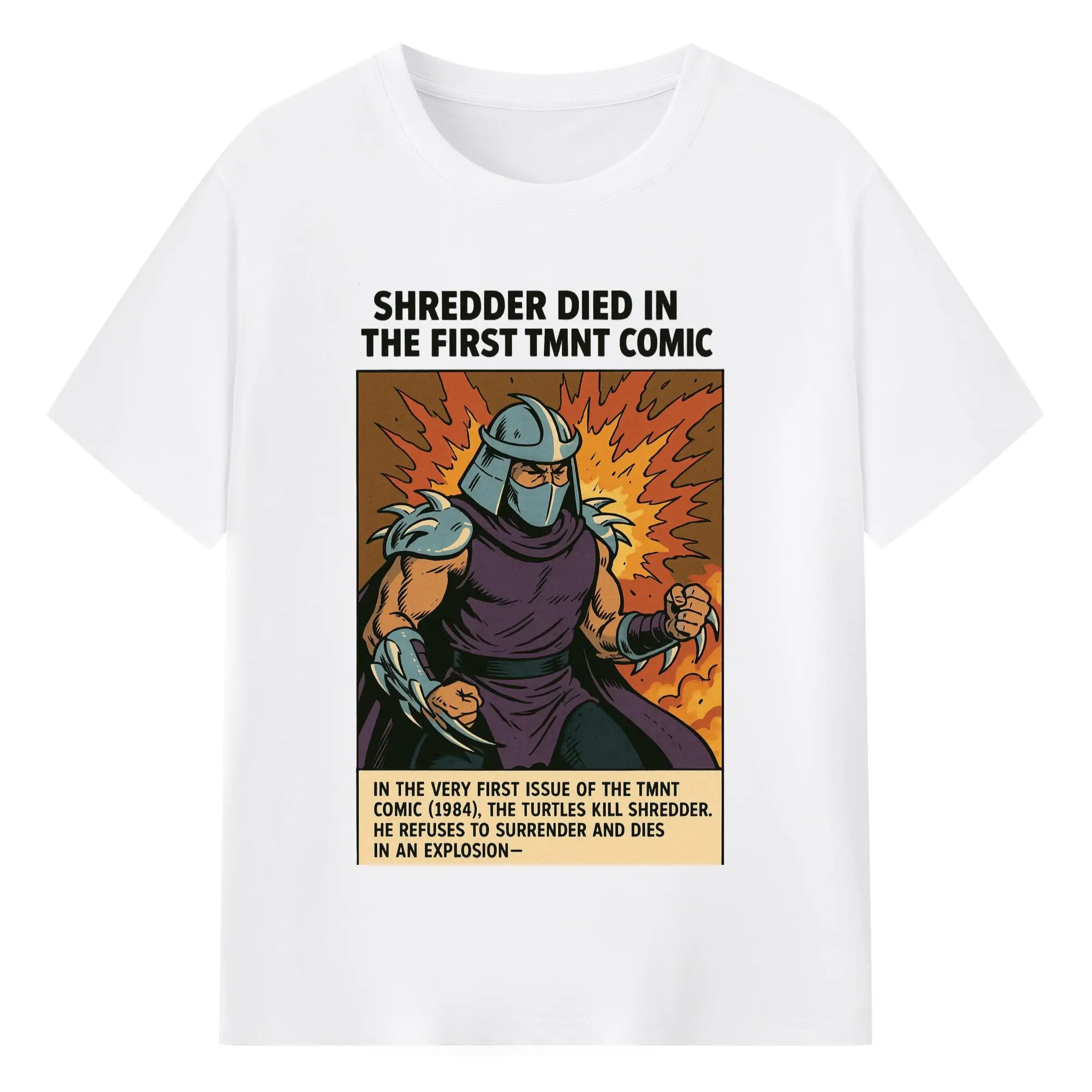 Teenage Mutant Ninja Turtles Shredder classic T-Shirt - 180g Cotton T-Shirt With Front Heat Transfer Print – Soft, Lightweight, Fitted Design – Comfortable Casual Wear For Sports & Everyday Use