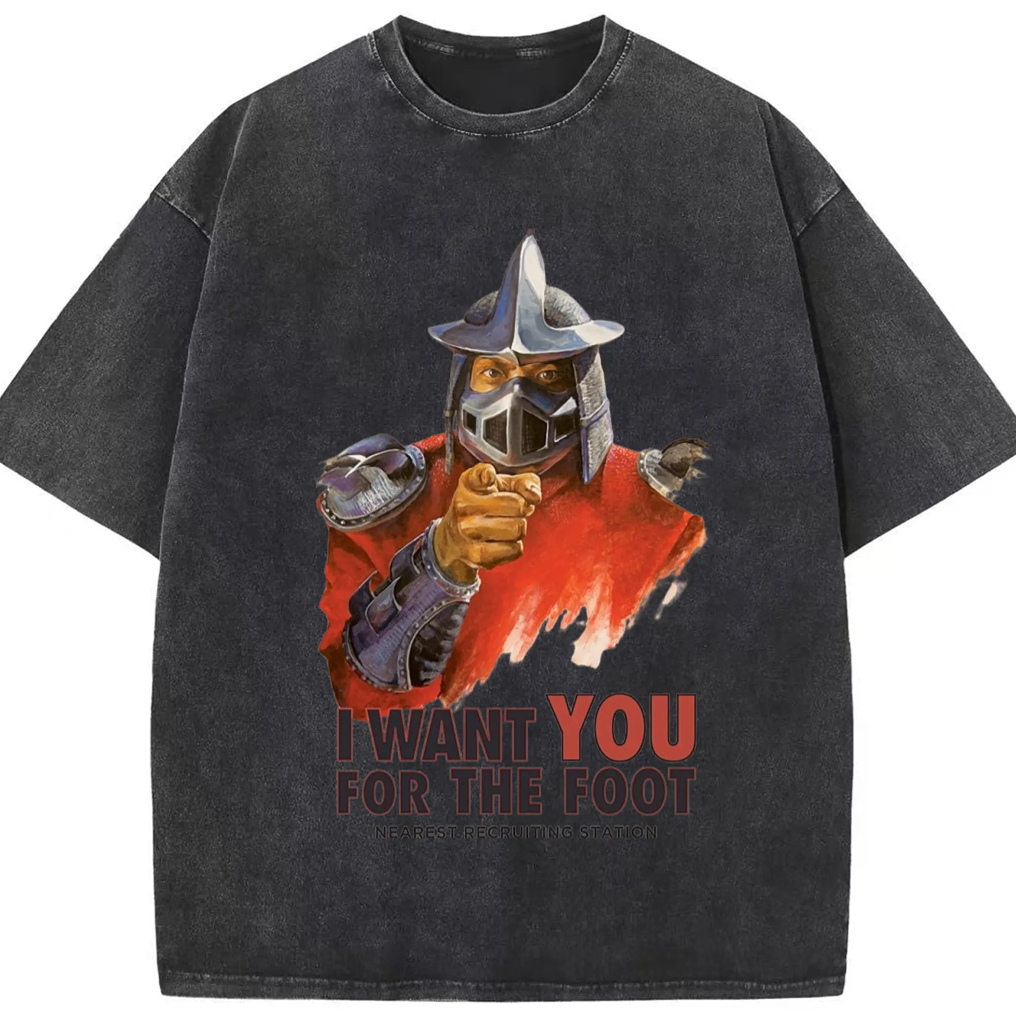 Teenage Mutant Ninja Turtles Shredder T-Shirt - Washed Vintage Look 230g Cotton Oversized T-Shirt With Front Heat Transfer Print – Soft, Lightweight, Stylish Fit – Comfortable Casual Wear For Sports & Everyday Use