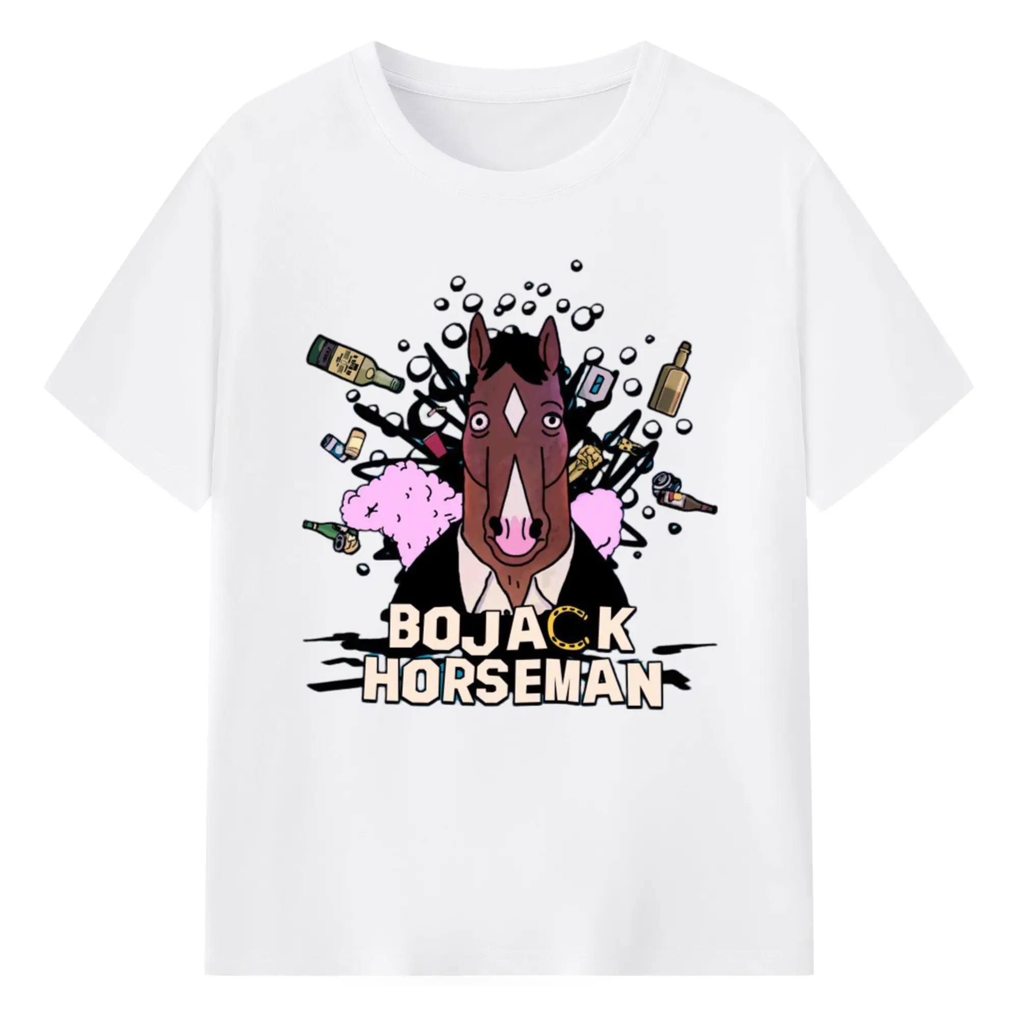 Bojack horseman graphic tee - 180g Cotton T-Shirt With Front Heat Transfer Print – Soft, Lightweight, Fitted Design – Comfortable Casual Wear For Sports & Everyday Use