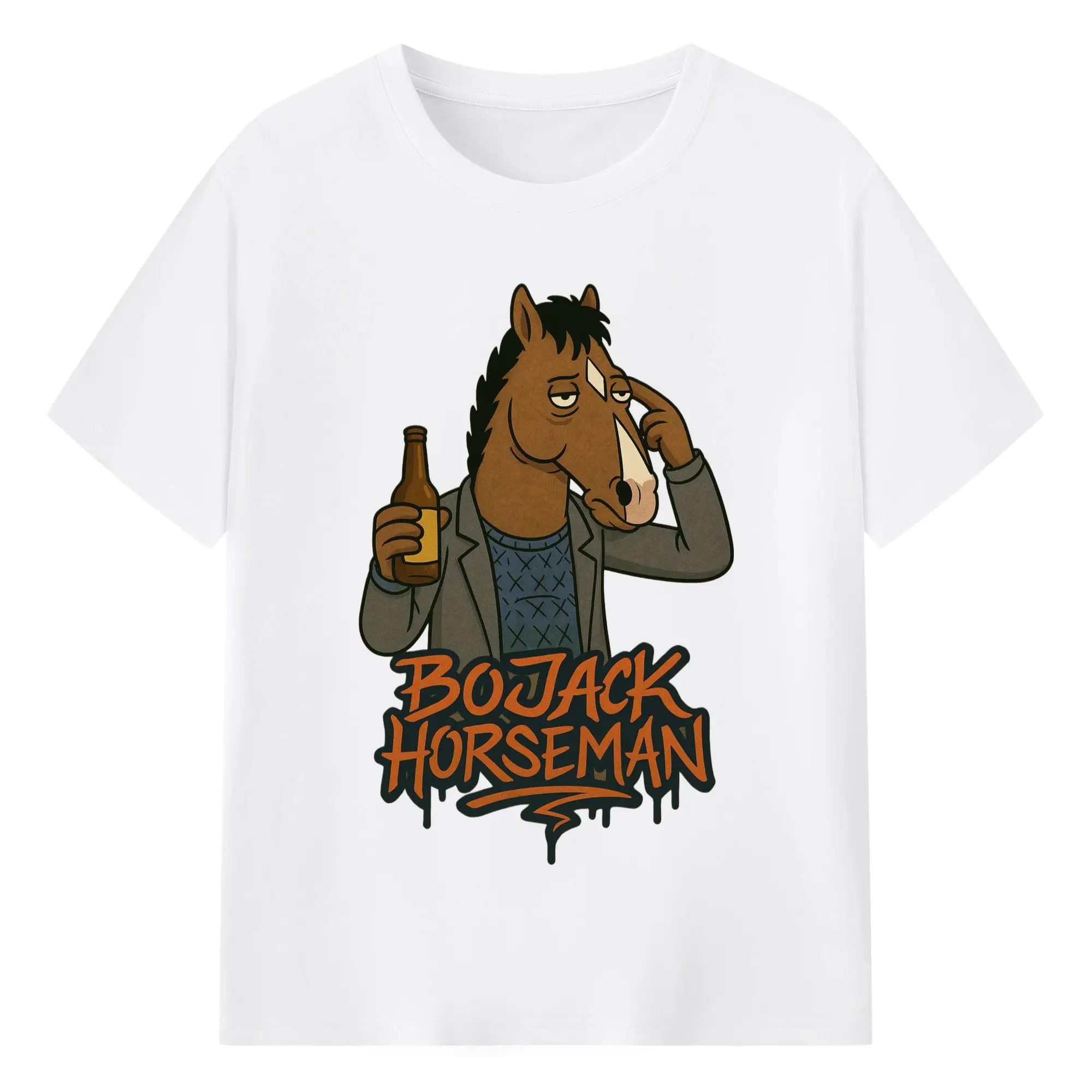 Bojack horseman t shirt​ - 180g Cotton T-Shirt With Front Heat Transfer Print – Soft, Lightweight, Fitted Design – Comfortable Casual Wear For Sports & Everyday Use