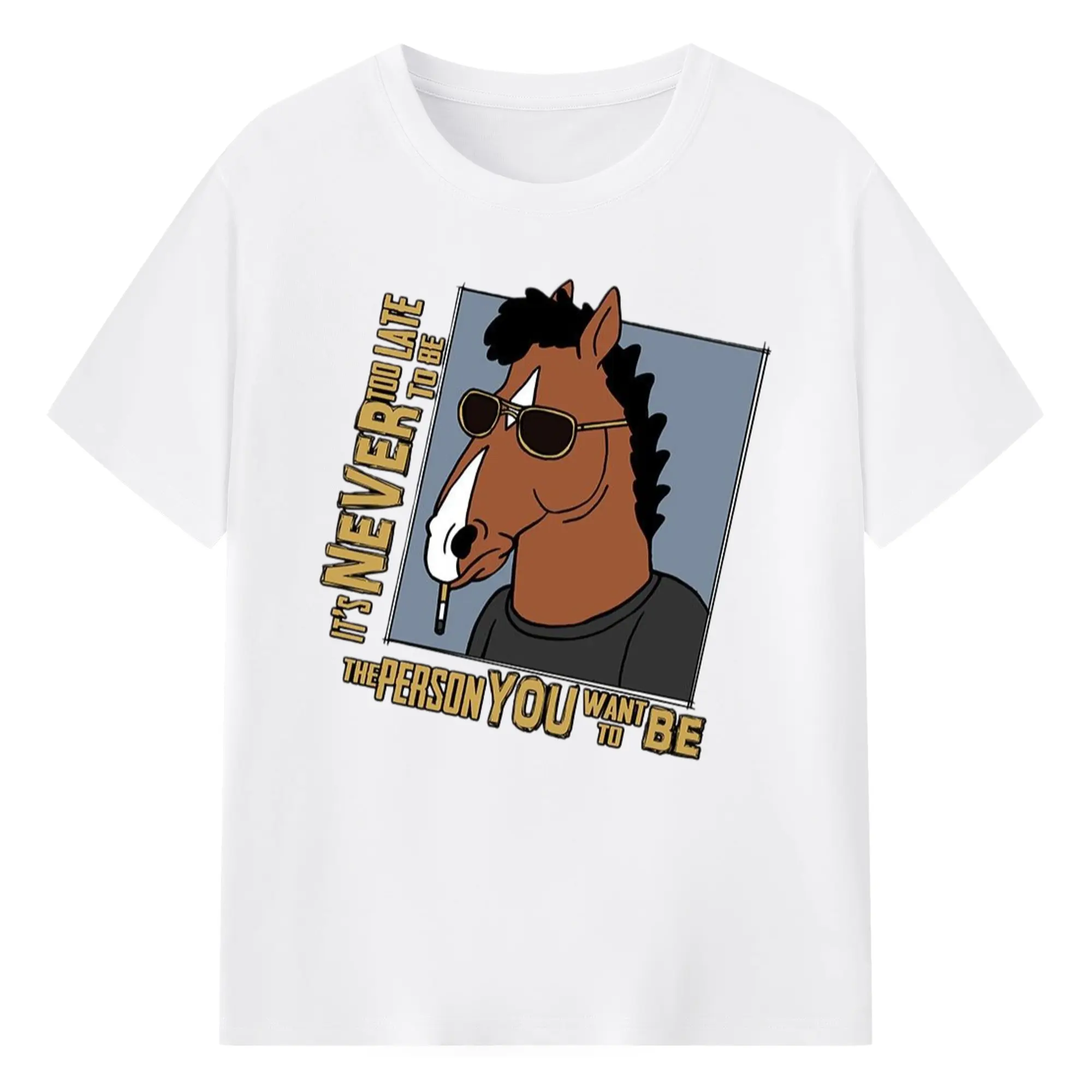 Men’s bojack horseman shirt​ - 180g Cotton T-Shirt With Front Heat Transfer Print – Soft, Lightweight, Fitted Design – Comfortable Casual Wear For Sports & Everyday Use