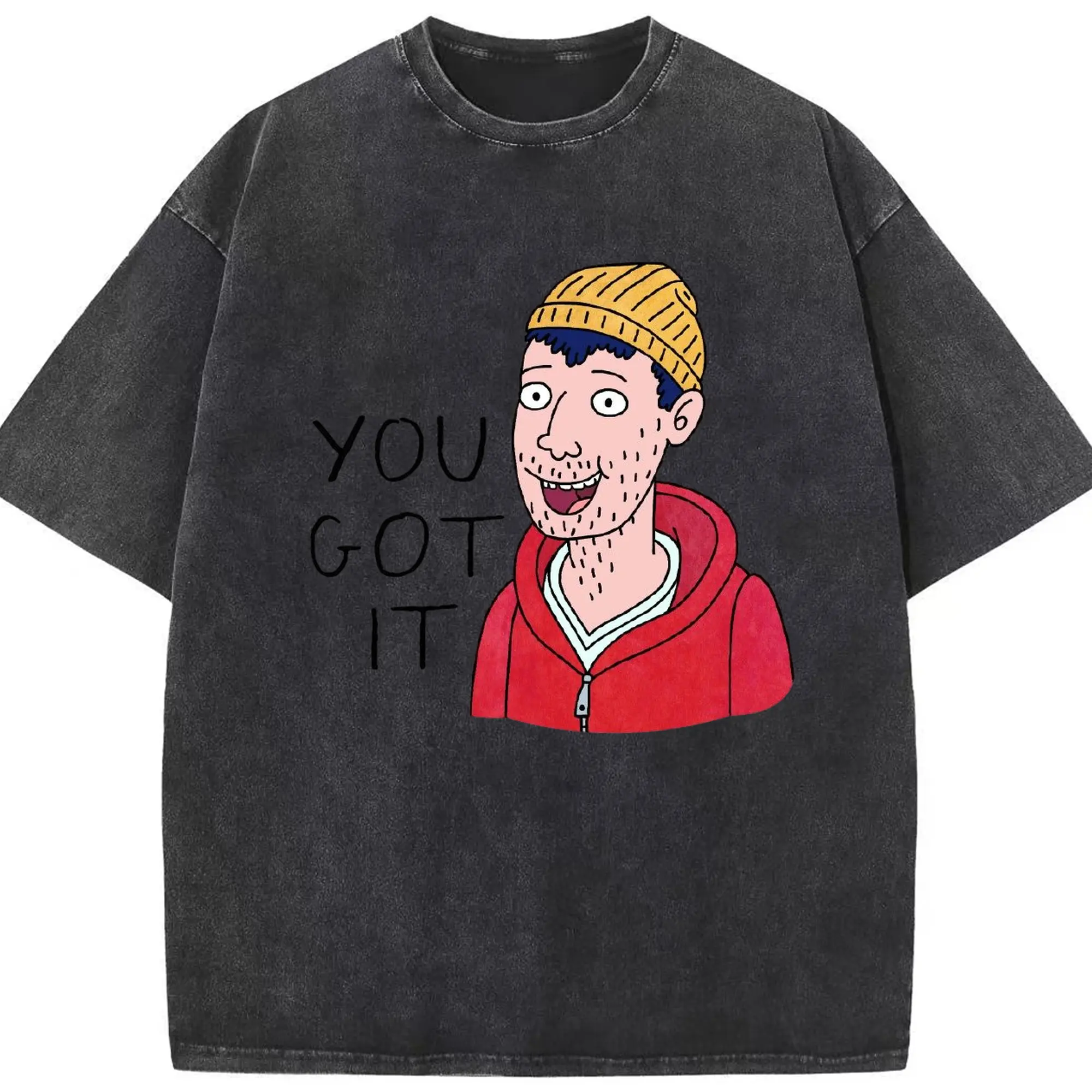 B0af0be0365fbe63318d6389445df075_美图抠图20251001 - Washed Vintage Look 230g Cotton Oversized T-Shirt With Front Heat Transfer Print – Soft, Lightweight, Stylish Fit – Comfortable Casual Wear For Sports & Everyday Use