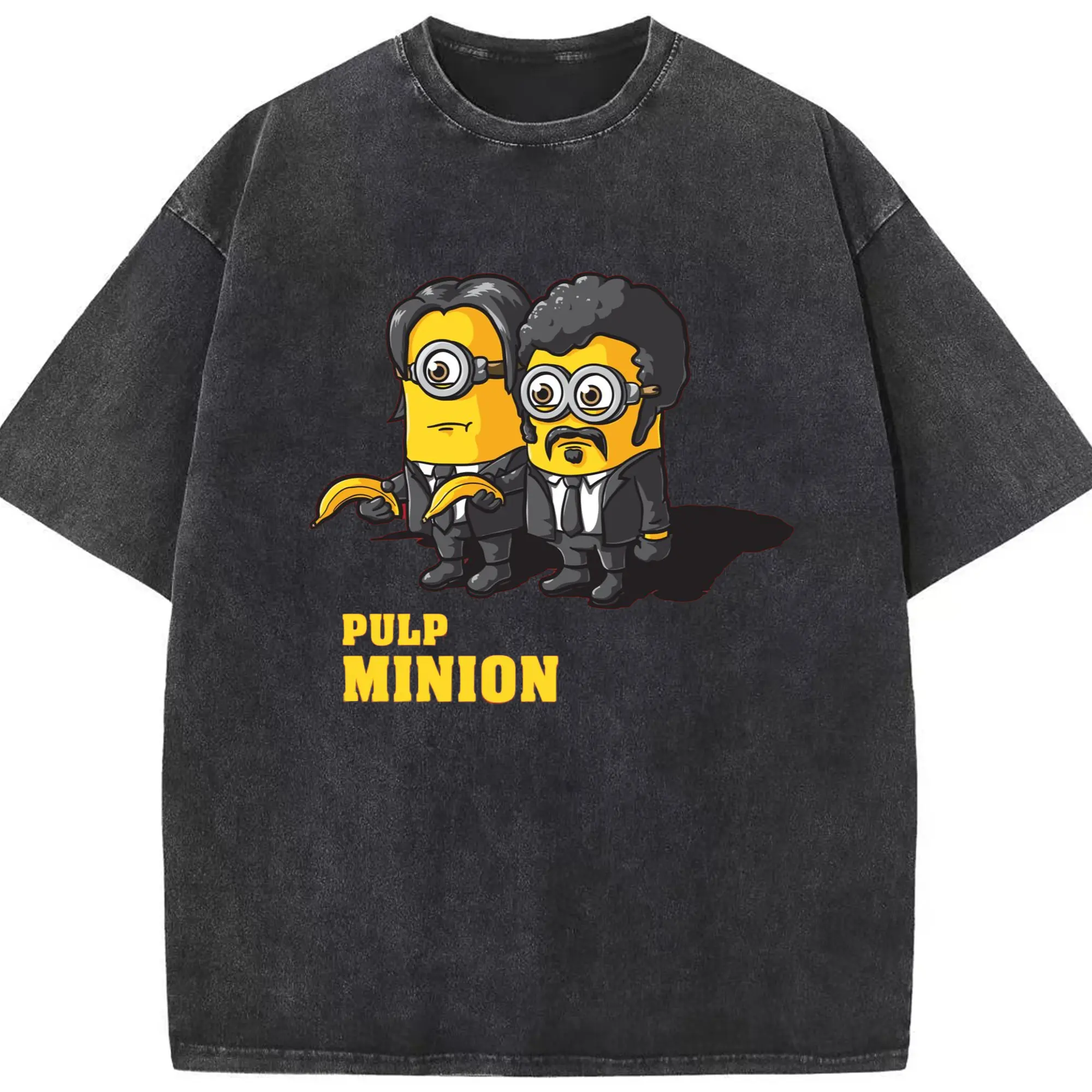 Minion banana shirt​ - Washed Vintage Look 230g Cotton Oversized T-Shirt With Front Heat Transfer Print – Soft, Lightweight, Stylish Fit – Comfortable Casual Wear For Sports & Everyday Use